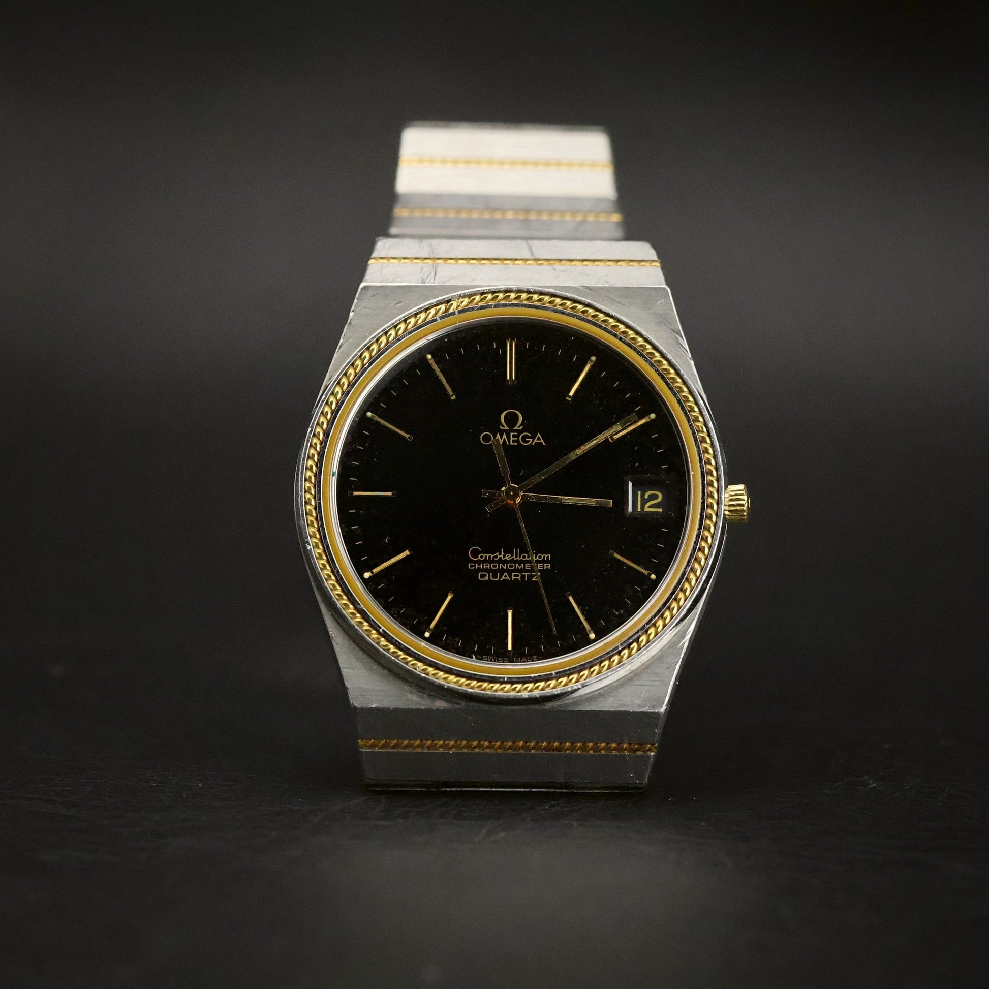 Omega Constellation Chronometer | Glossy Black Dial | Two-Tone | Quartz