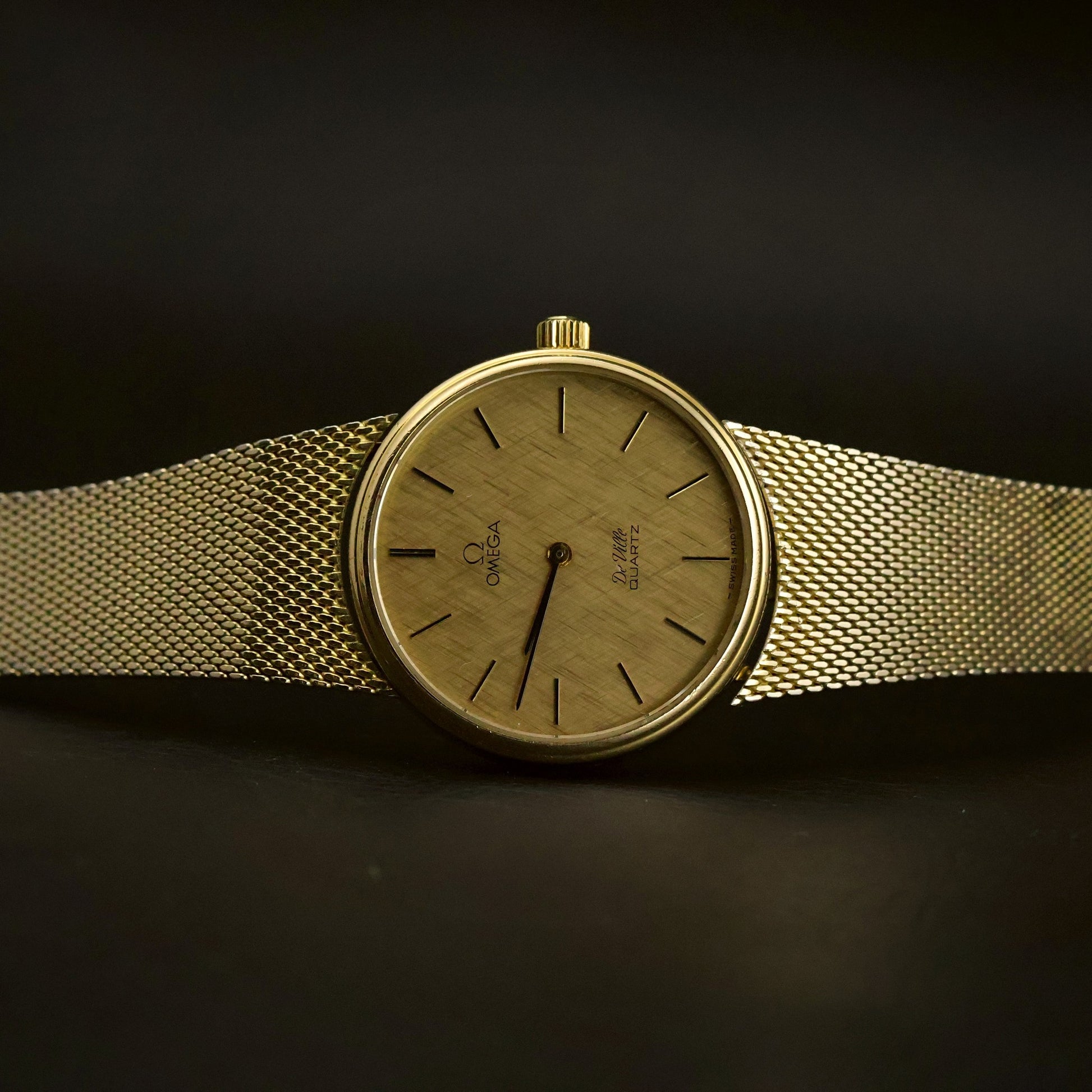 Omega De Ville | Champagne Linen Dial | Gold | Mesh Bracelet | Quartz