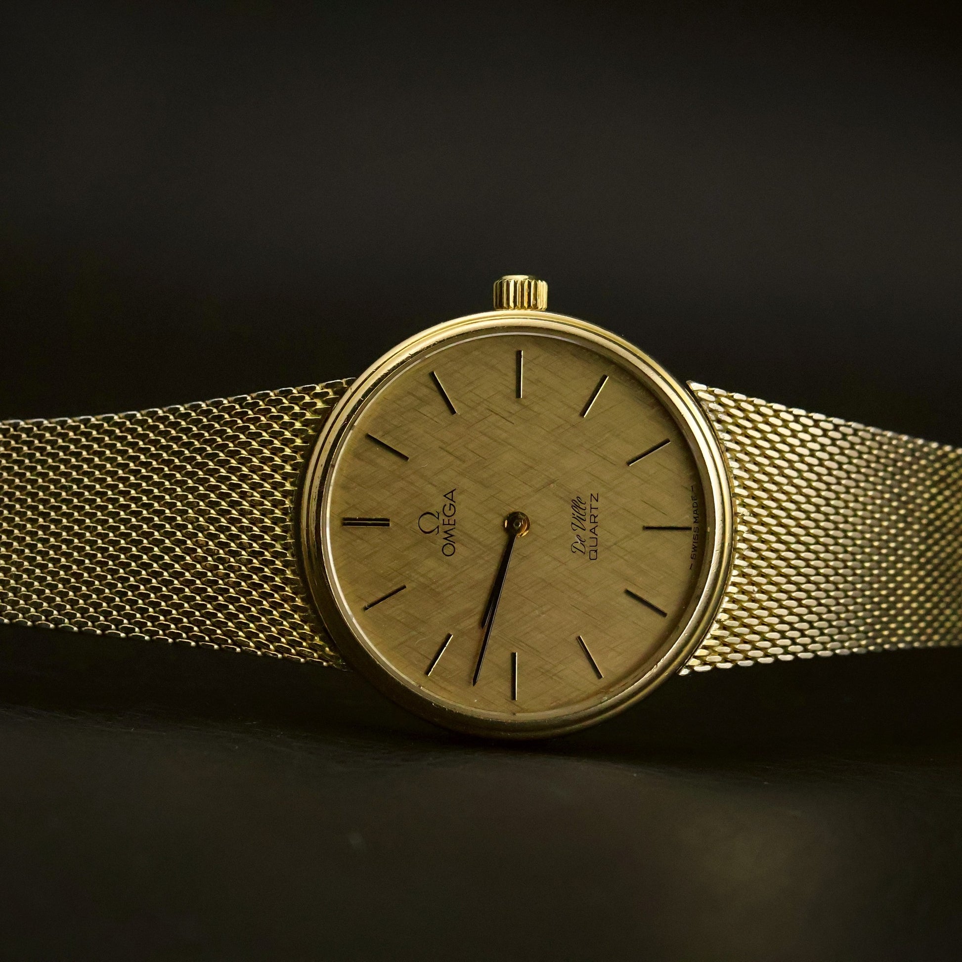Omega De Ville | Champagne Linen Dial | Gold | Mesh Bracelet | Quartz