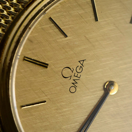 Omega De Ville | Champagne Linen Dial | Gold | Mesh Bracelet | Quartz