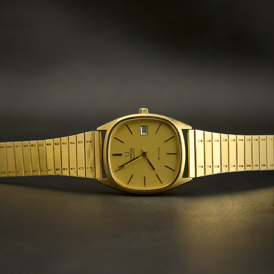 Omega De Ville Quartz | Champagne Dial | Gold Cushion Case | Date