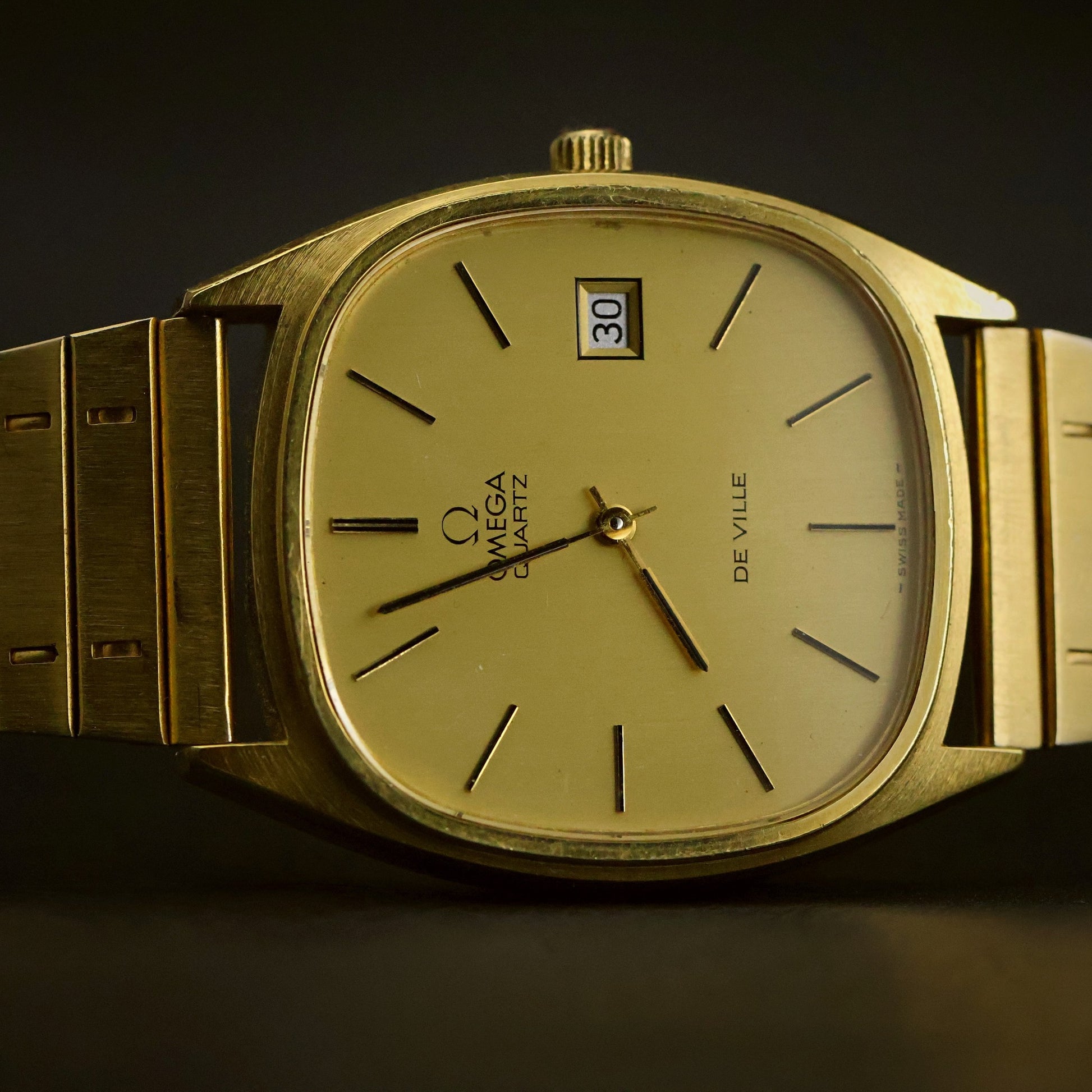 Omega De Ville Quartz | Champagne Dial | Gold Cushion Case | Date