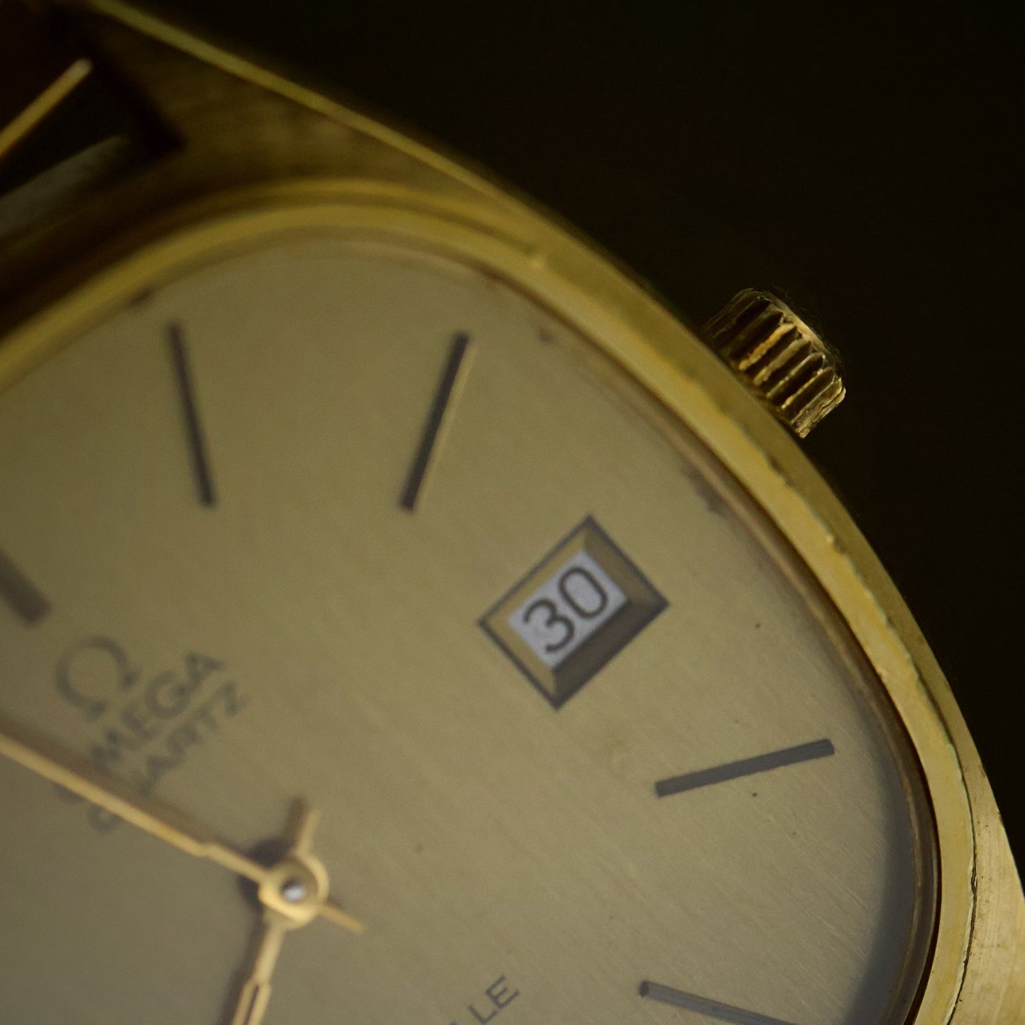 Omega De Ville Quartz | Champagne Dial | Gold Cushion Case | Date