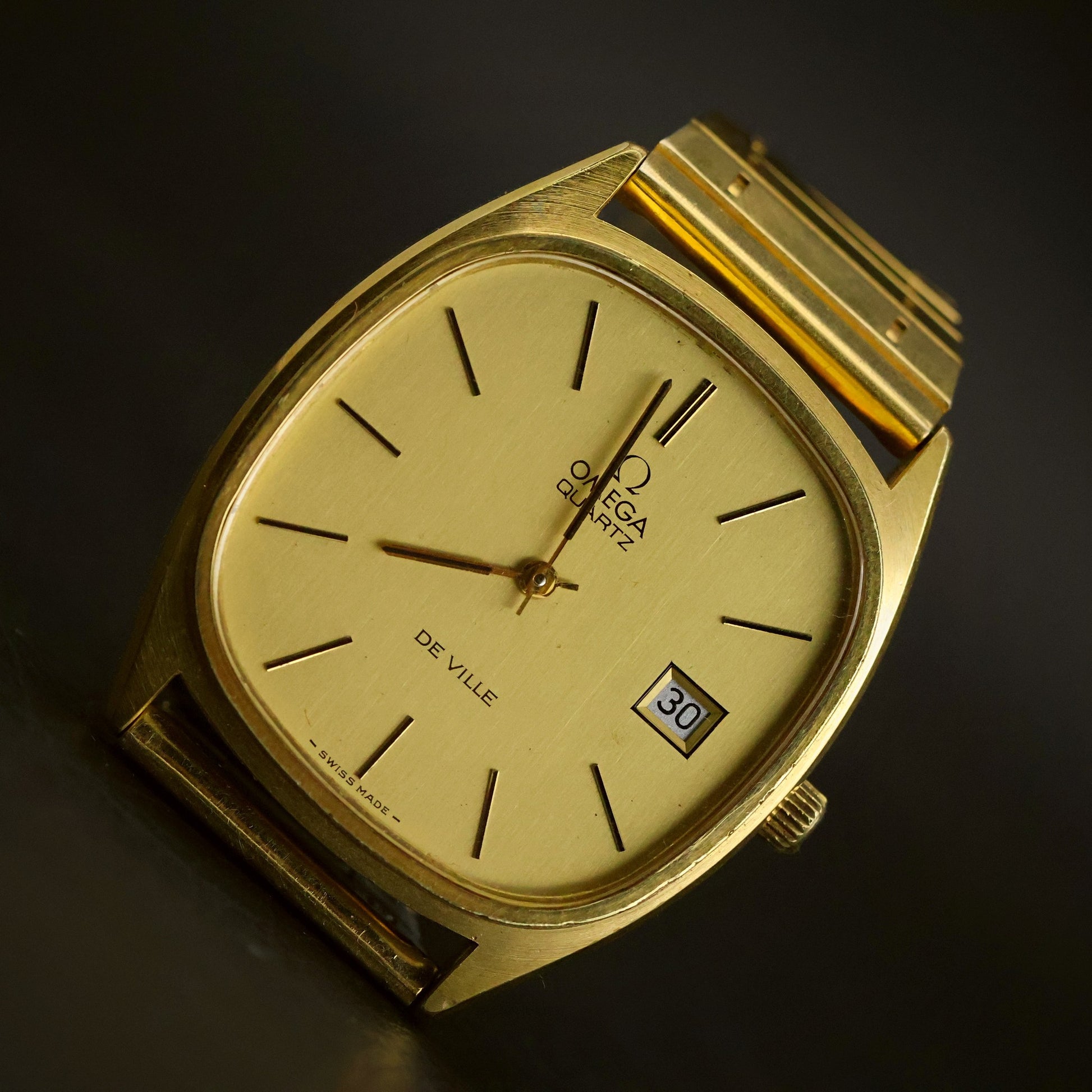 Omega De Ville Quartz | Champagne Dial | Gold Cushion Case | Date
