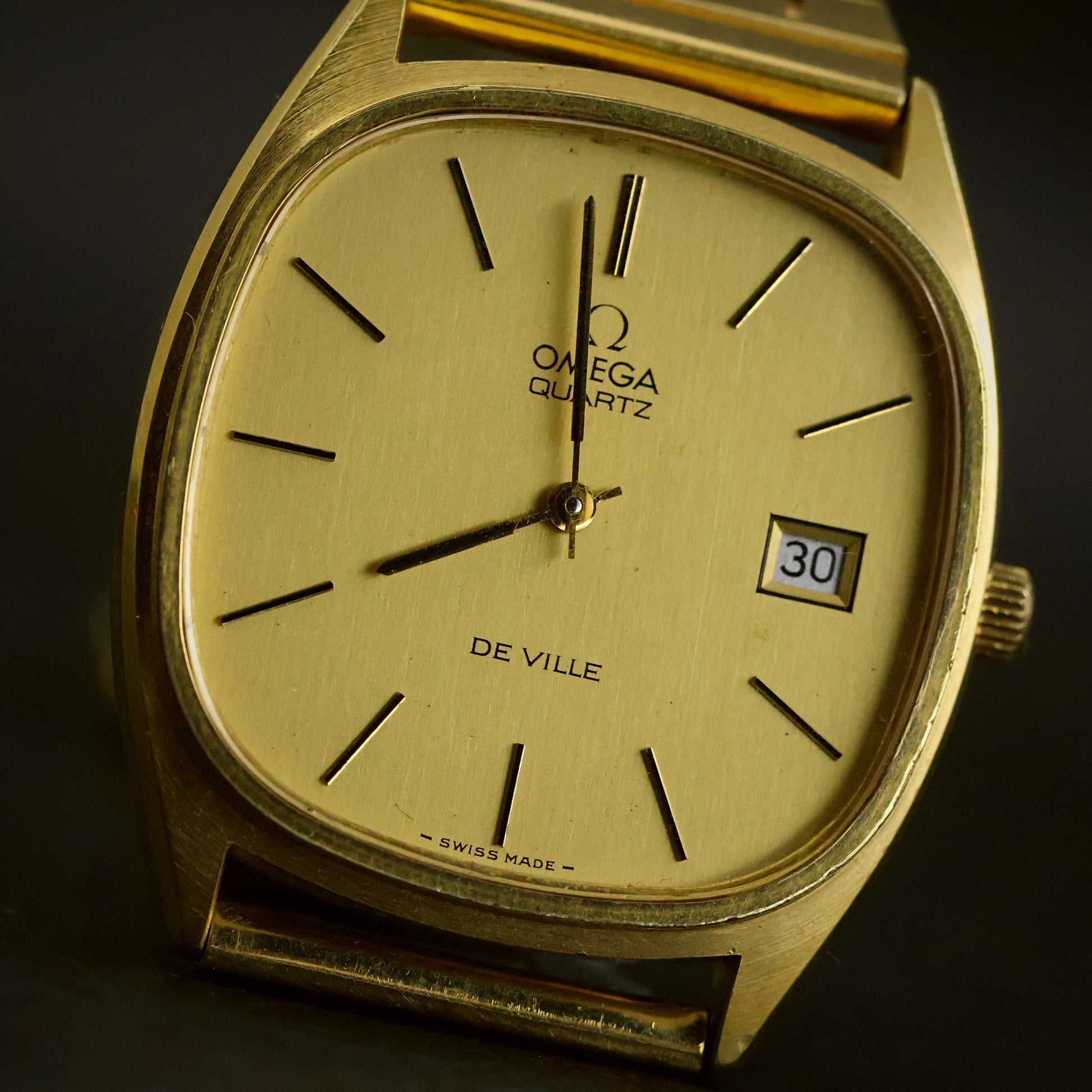 Omega De Ville Quartz | Champagne Dial | Gold Cushion Case | Date