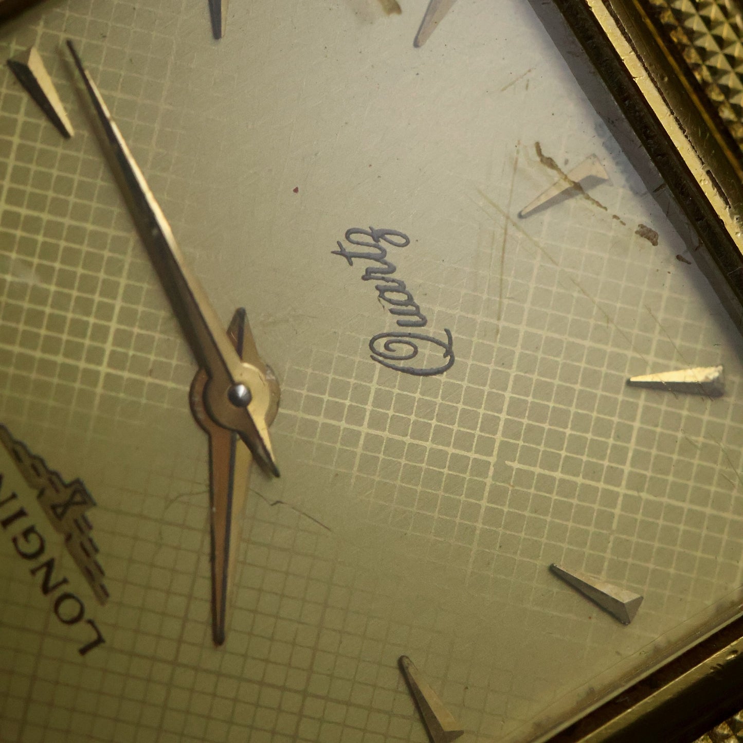 Longines Quartz | Guilloche White Dial | Gold-Tone Square Case | Integrated Bracelet