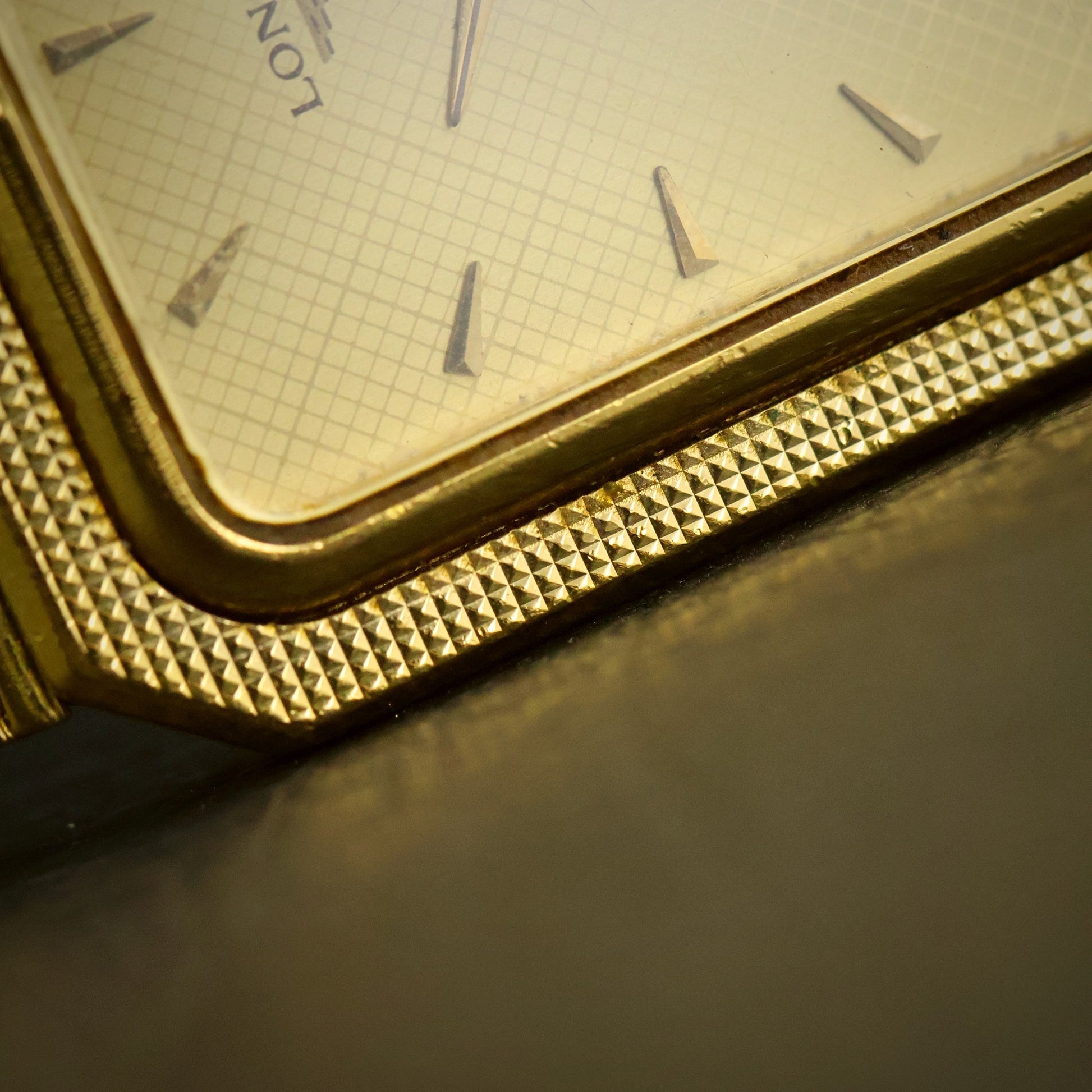 Longines Quartz | Guilloche White Dial | Gold-Tone Square Case | Integrated Bracelet