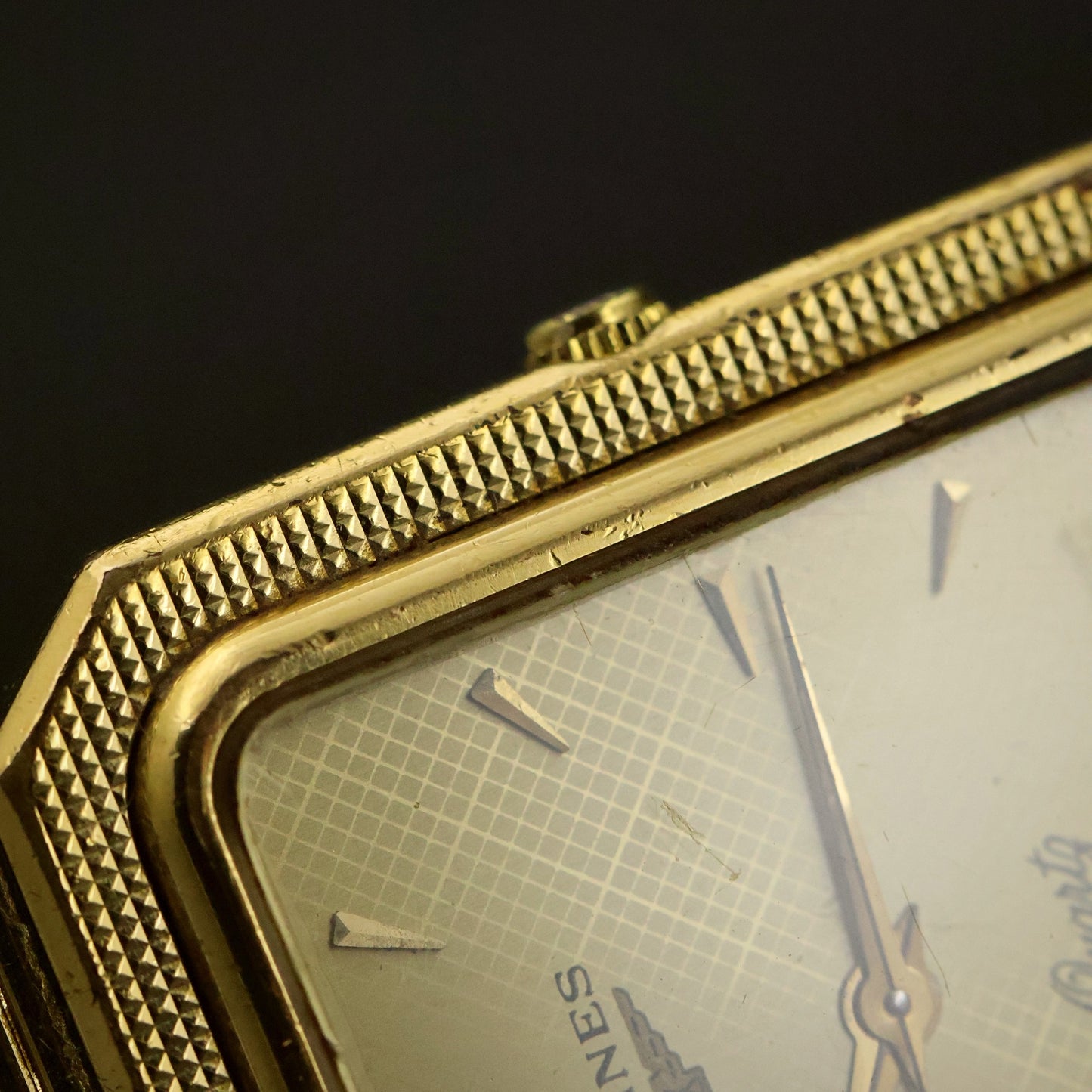 Longines Quartz | Guilloche White Dial | Gold-Tone Square Case | Integrated Bracelet