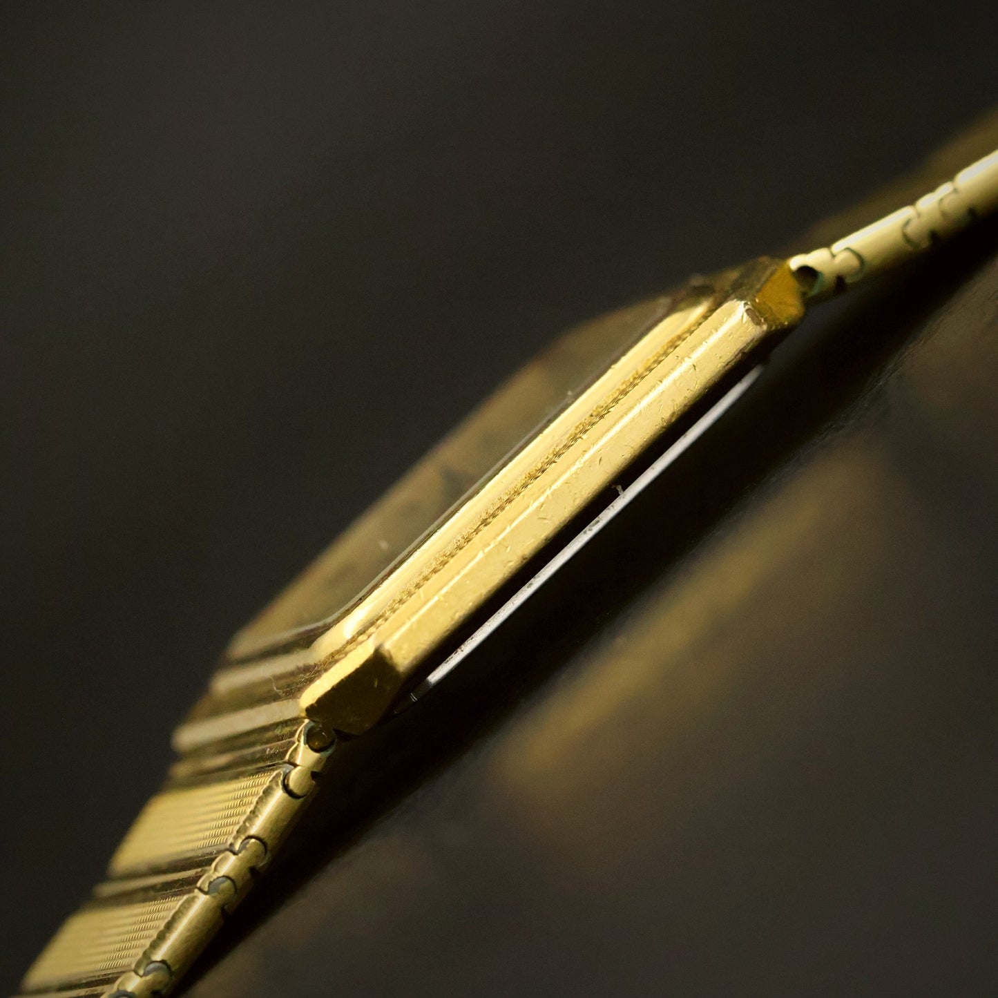 Longines Quartz | Guilloche White Dial | Gold-Tone Square Case | Integrated Bracelet