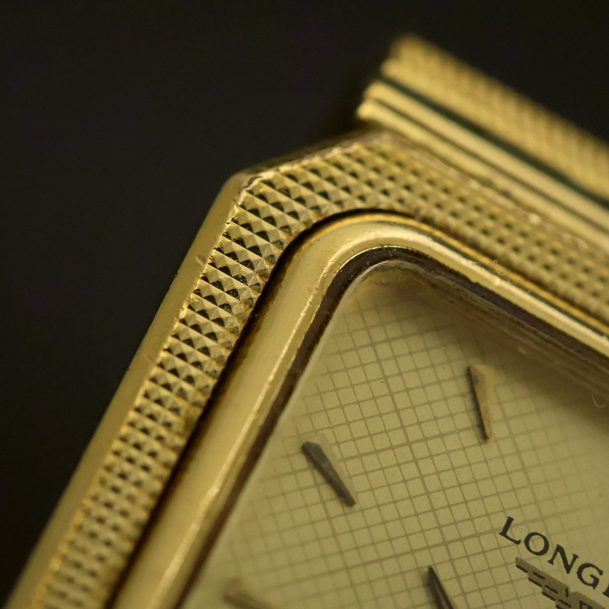 Longines Quartz | Guilloche White Dial | Gold-Tone Square Case | Integrated Bracelet