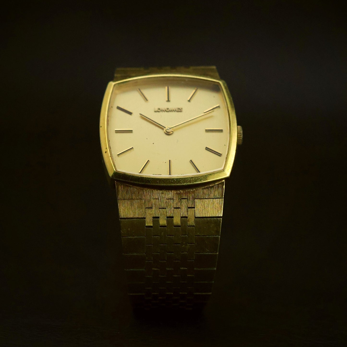 Longines Tonneau | Champagne Dial | Gold-Tone Case | Brick Bracelet