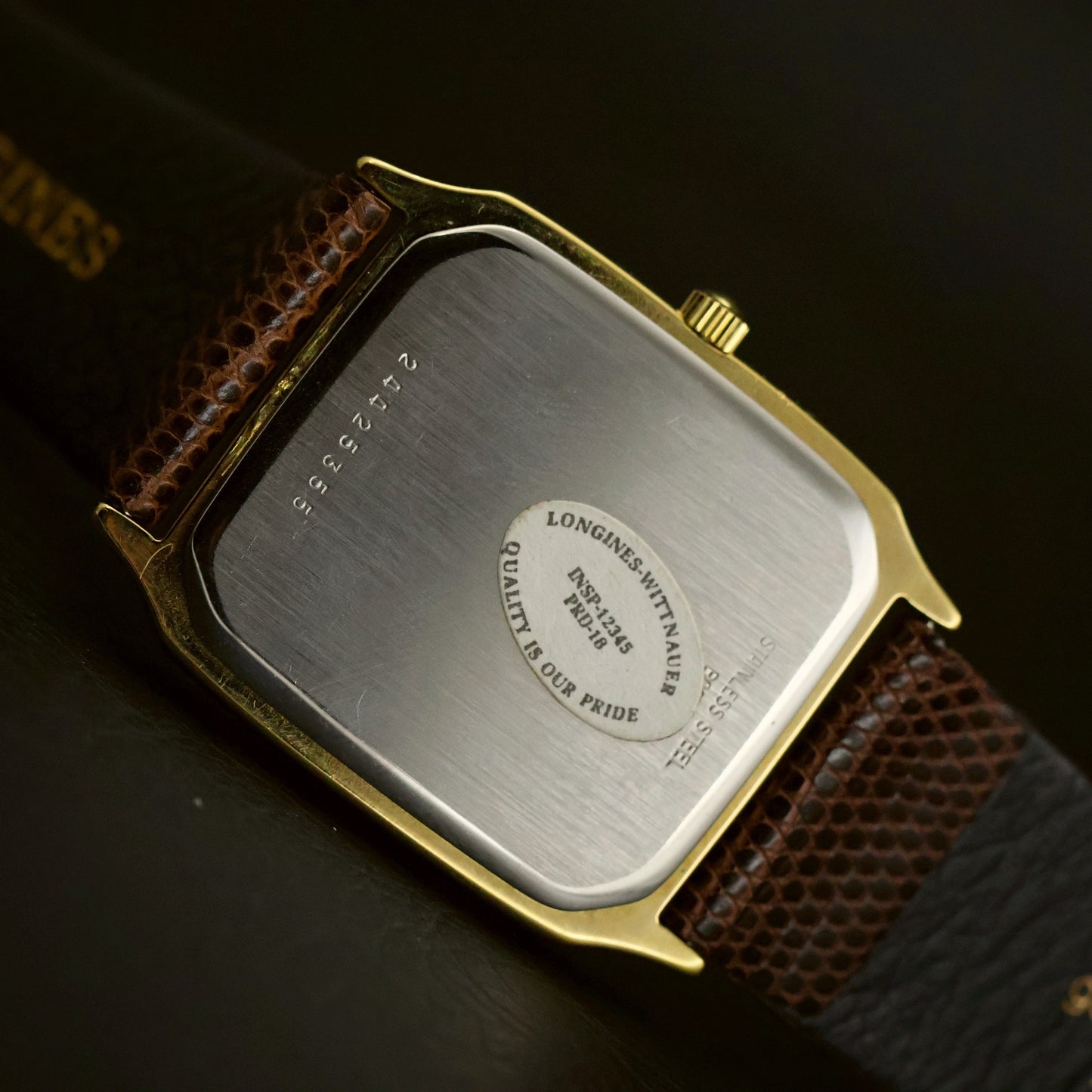 Longines Quartz | Champagne Lined Dial | Gold Rectangular Case | Date