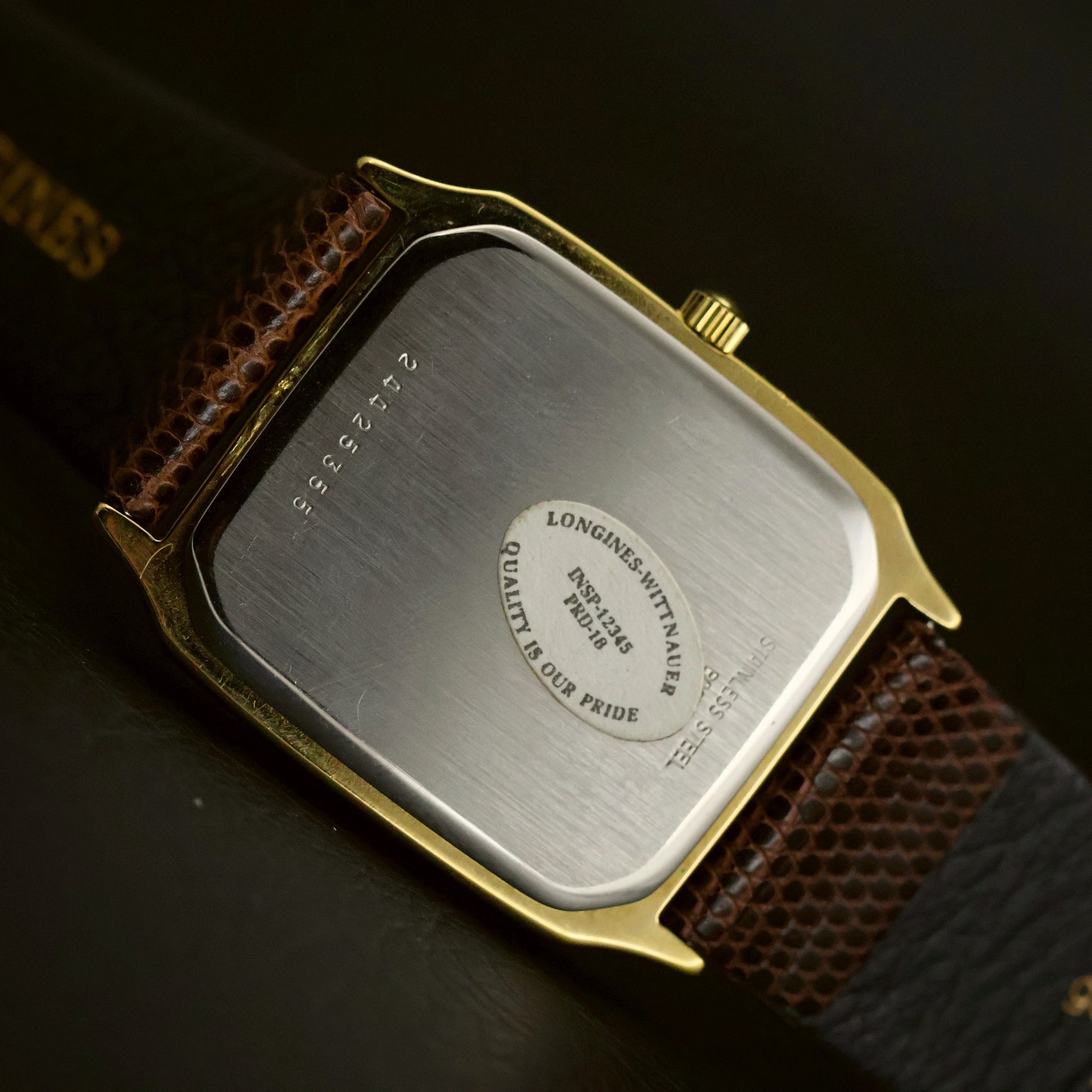 Longines Quartz | Champagne Lined Dial | Gold Rectangular Case | Date