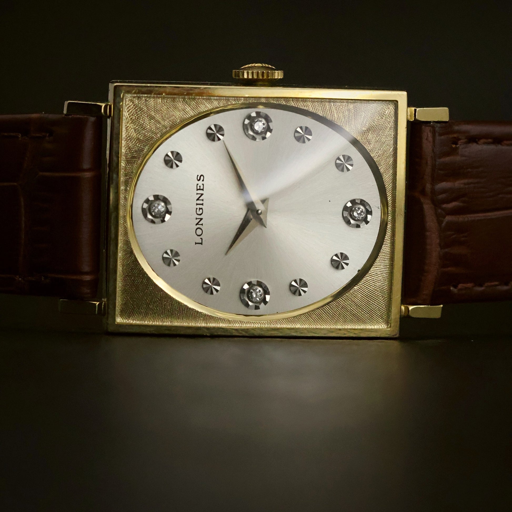 Longines Diamond Dial | Silver Sunburst | 10K Gold-Filled Square Case
