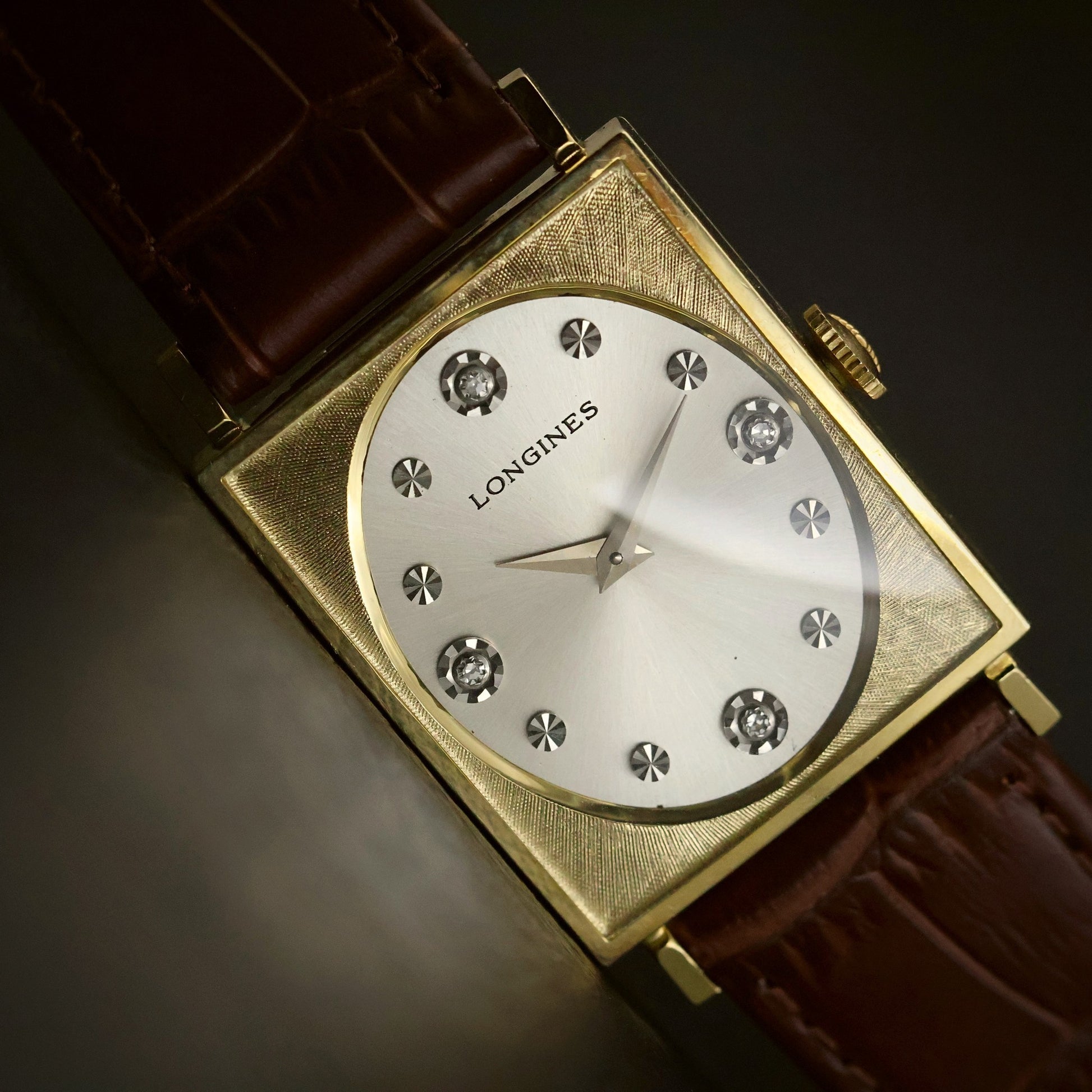 Longines Diamond Dial | Silver Sunburst | 10K Gold-Filled Square Case