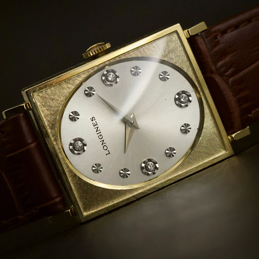 Longines Diamond Dial | Silver Sunburst | 10K Gold-Filled Square Case