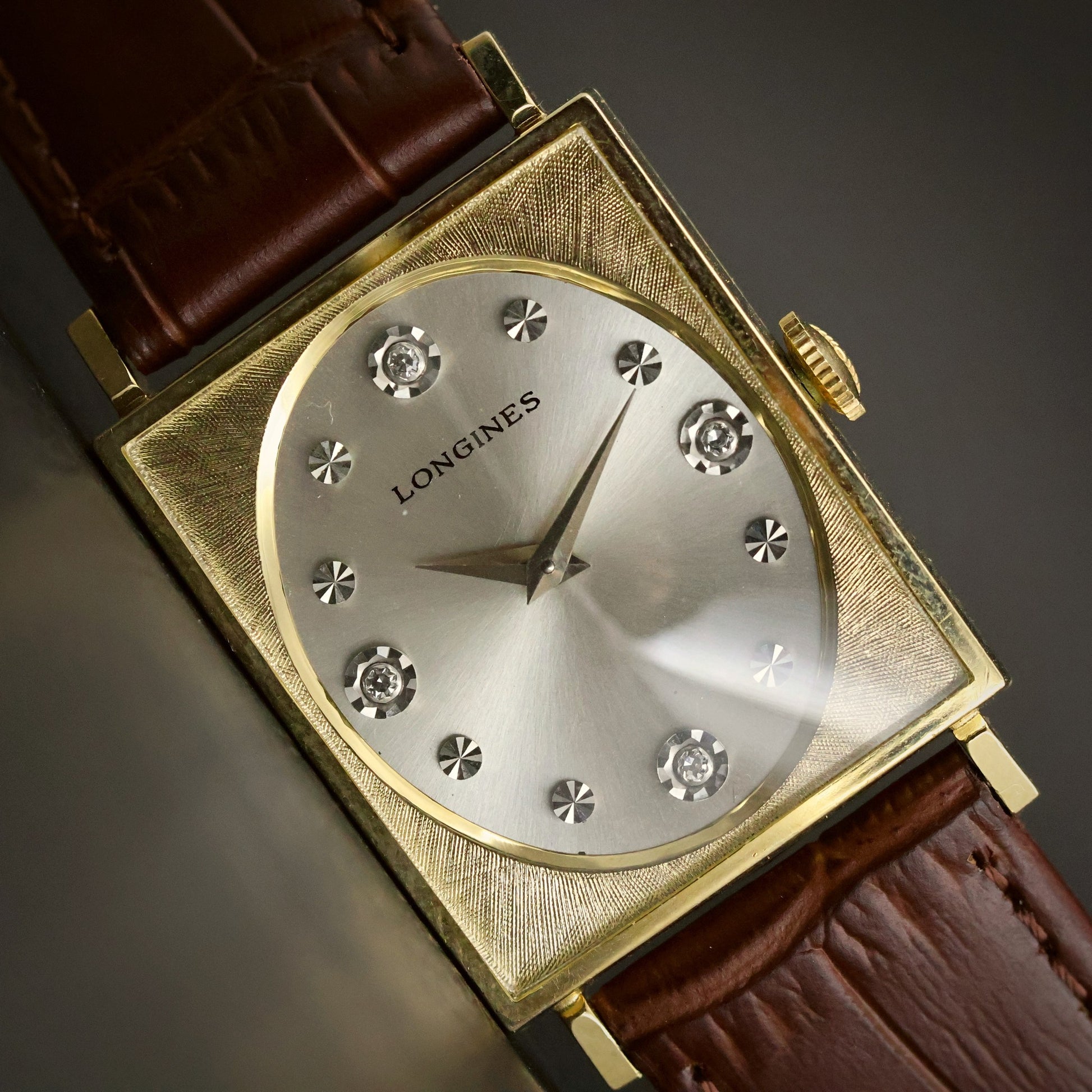 Longines Diamond Dial | Silver Sunburst | 10K Gold-Filled Square Case