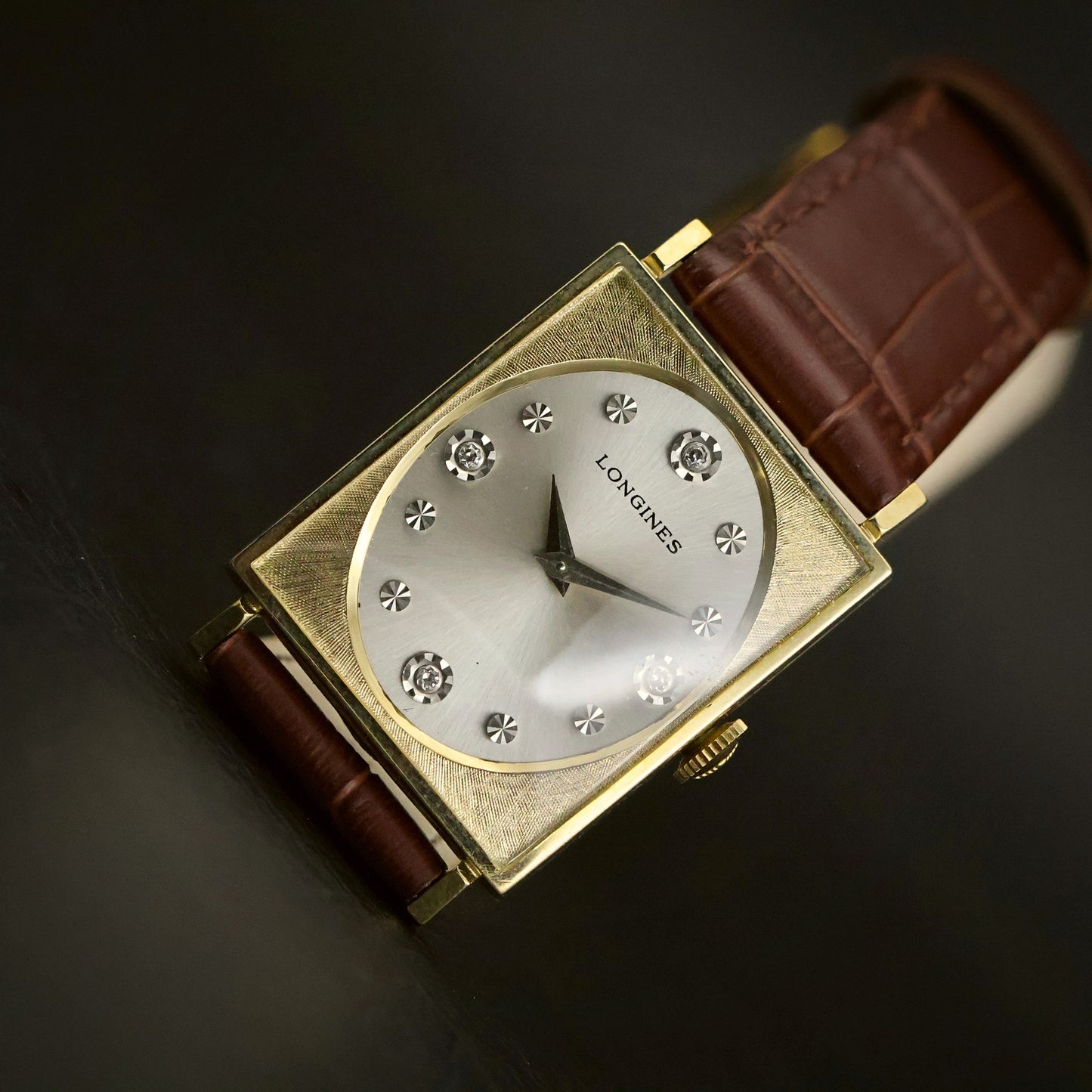 Longines Diamond Dial | Silver Sunburst | 10K Gold-Filled Square Case