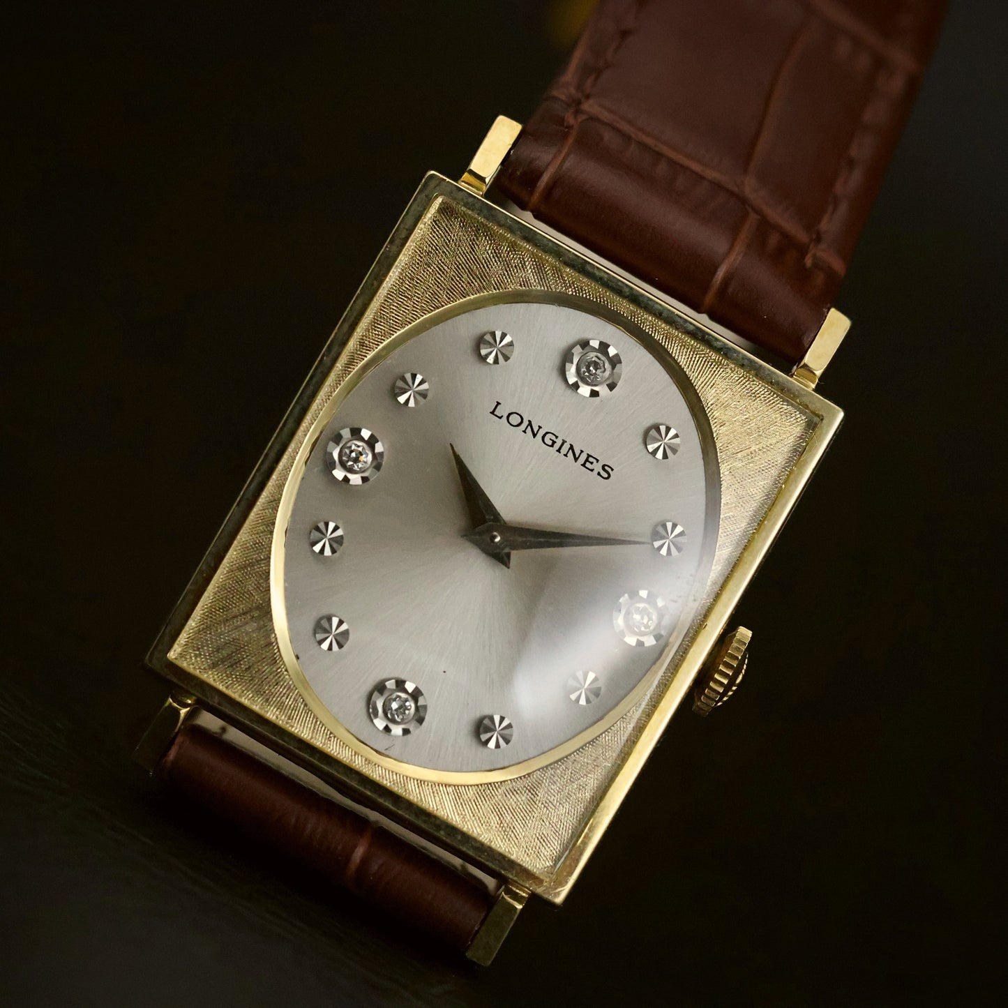 Longines Diamond Dial | Silver Sunburst | 10K Gold-Filled Square Case