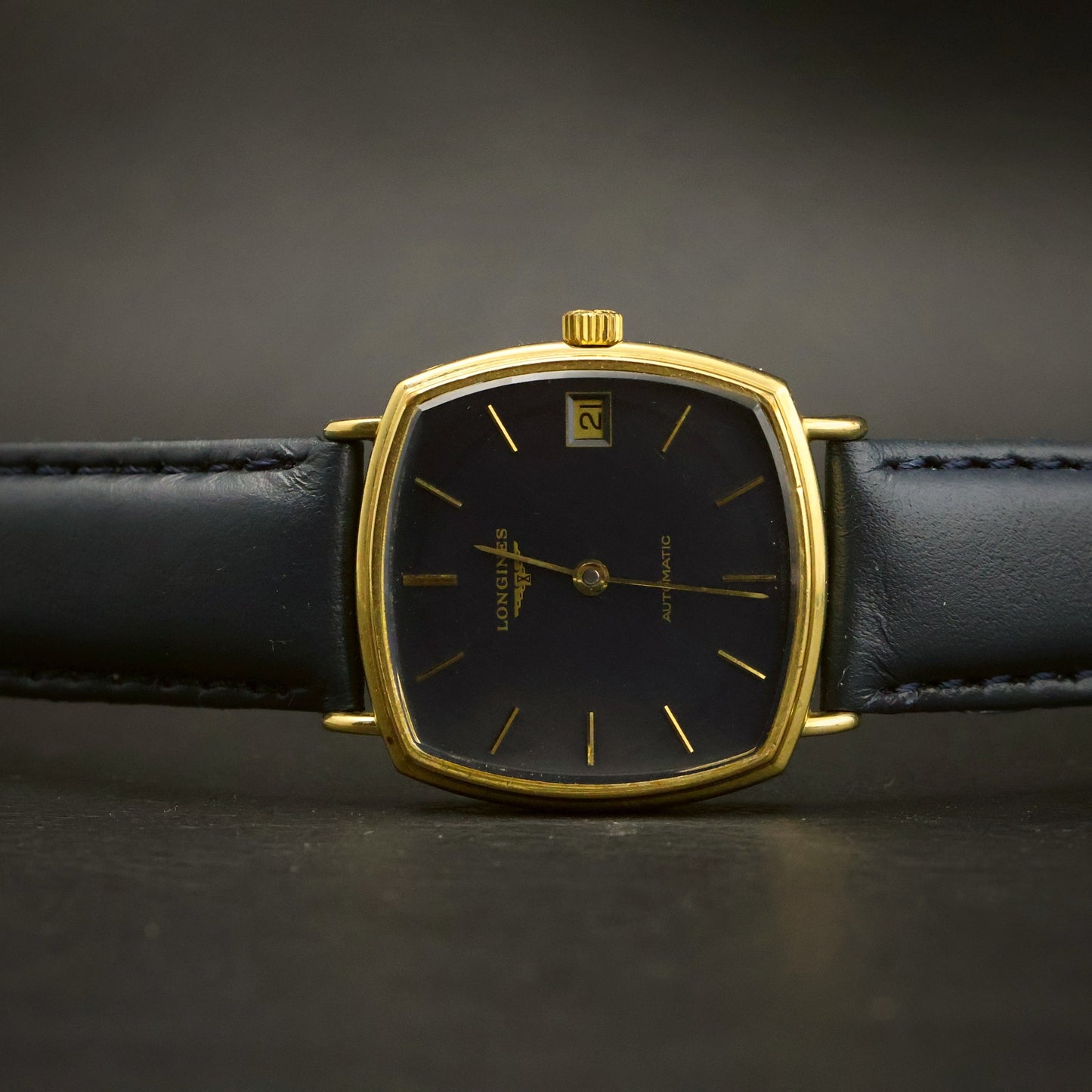 Longines Automatic | Navy Blue Dial | Gold Cushion Case | Date