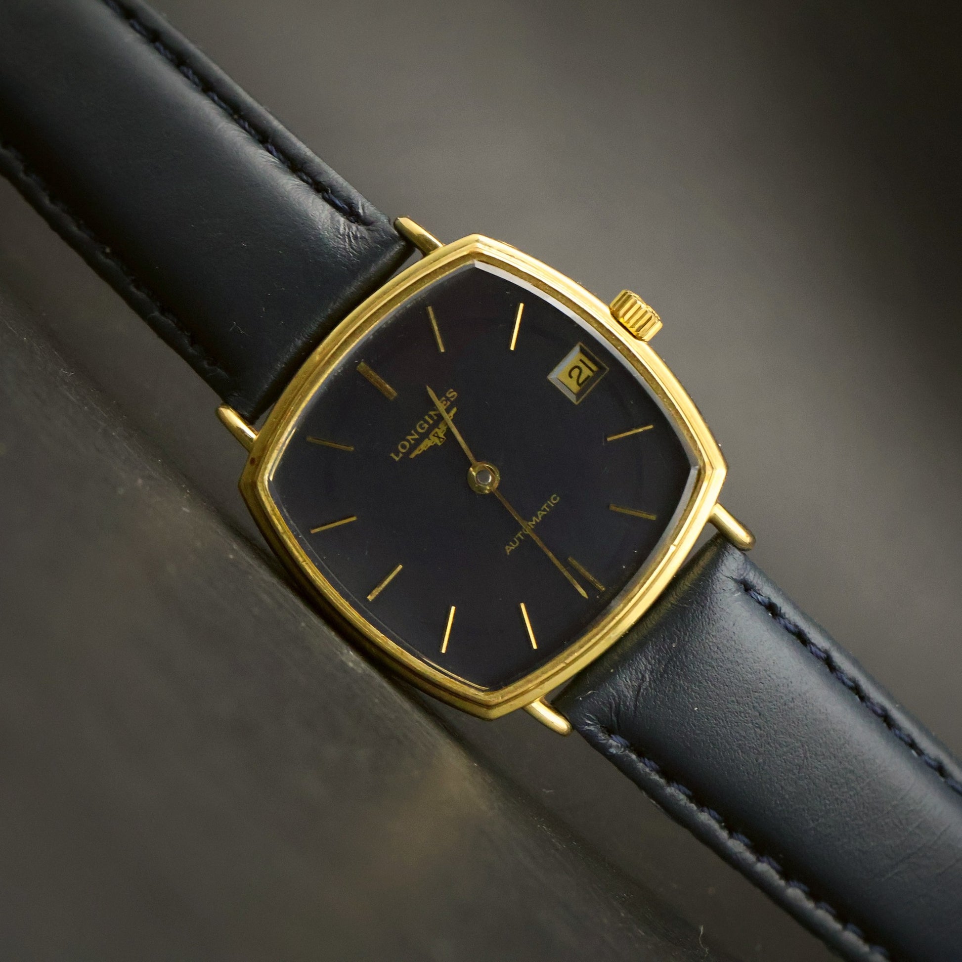 Longines Automatic | Navy Blue Dial | Gold Cushion Case | Date