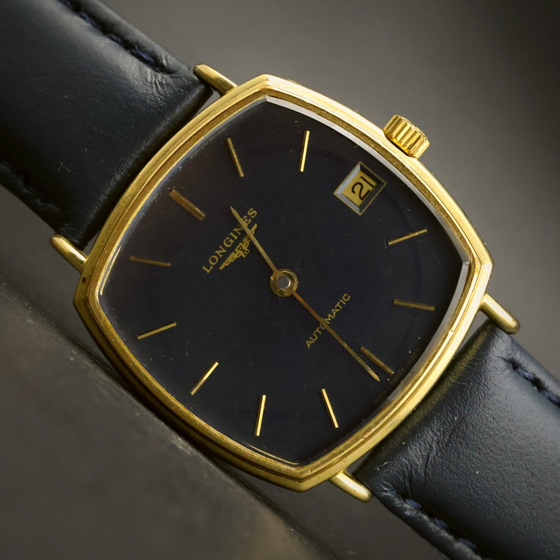 Longines Automatic | Navy Blue Dial | Gold Cushion Case | Date