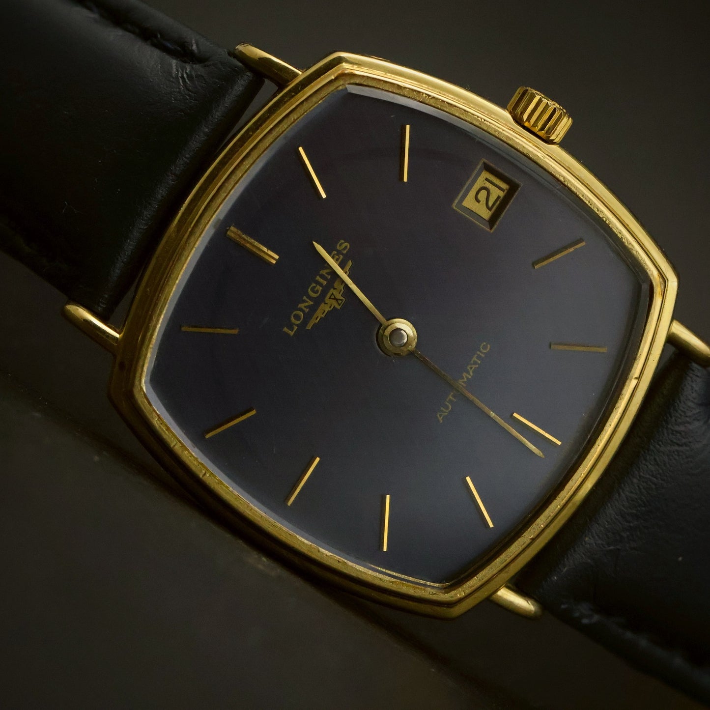 Longines Automatic | Navy Blue Dial | Gold Cushion Case | Date