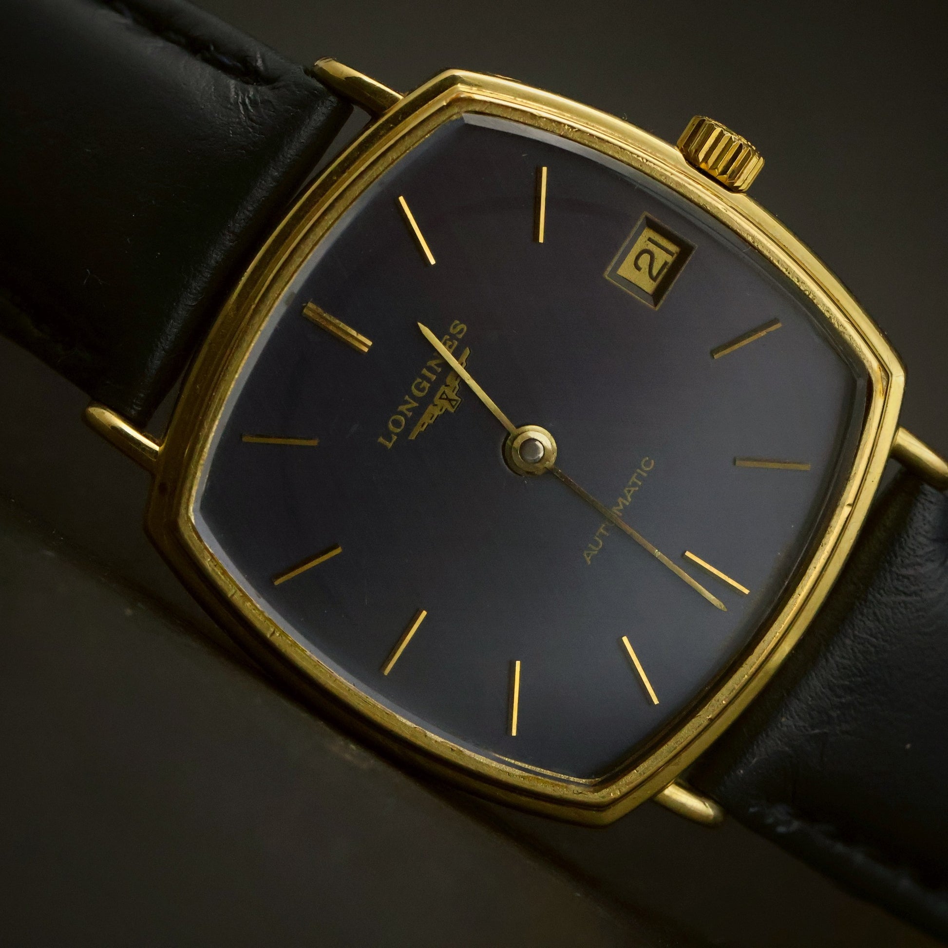 Longines Automatic | Navy Blue Dial | Gold Cushion Case | Date