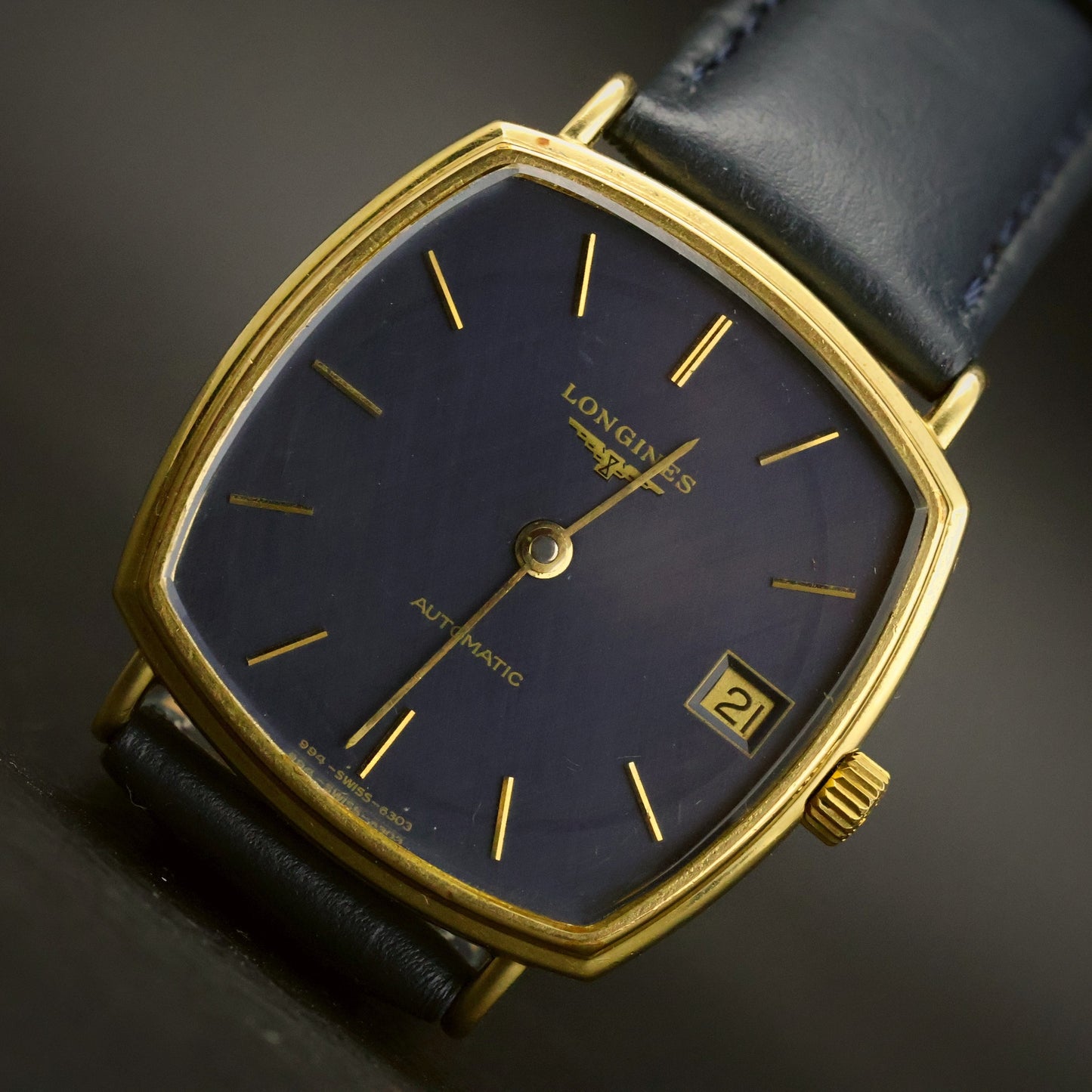 Longines Automatic | Navy Blue Dial | Gold Cushion Case | Date