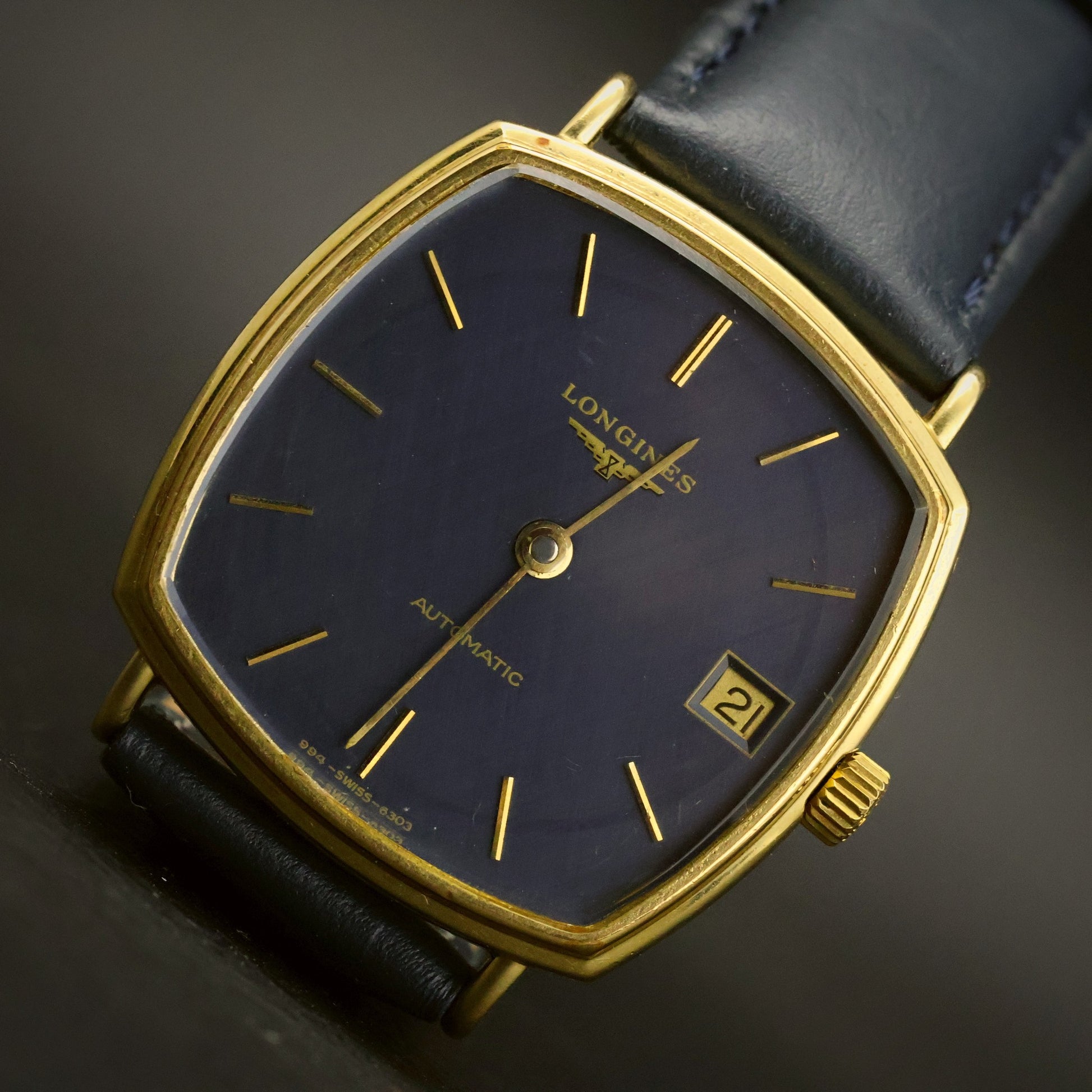 Longines Automatic | Navy Blue Dial | Gold Cushion Case | Date