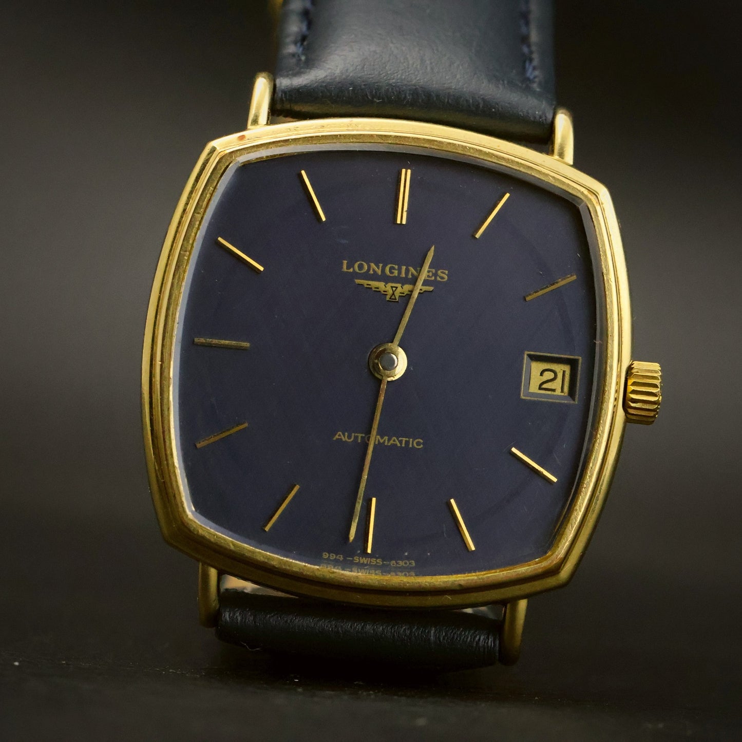 Longines Automatic | Navy Blue Dial | Gold Cushion Case | Date
