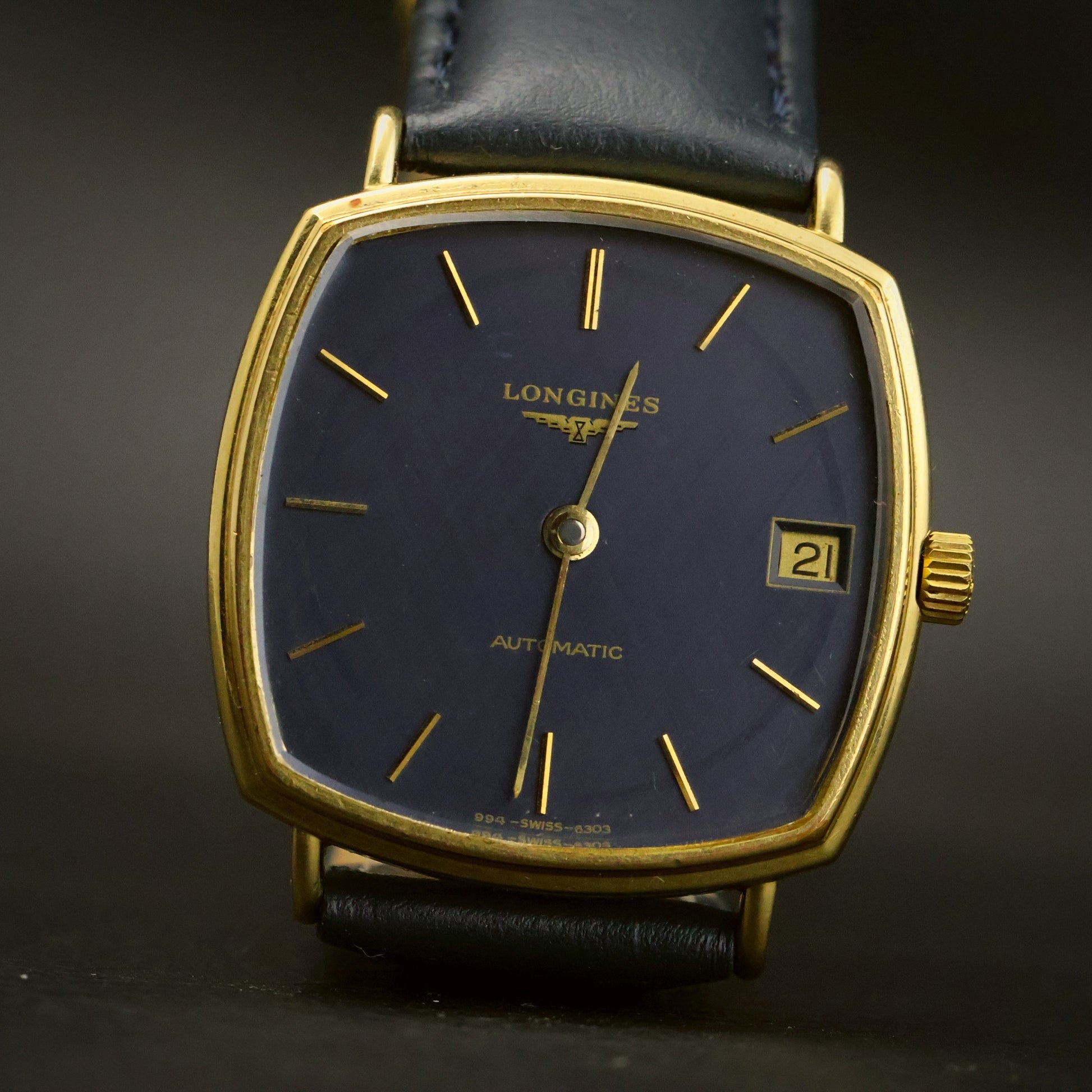 Longines Automatic | Navy Blue Dial | Gold Cushion Case | Date