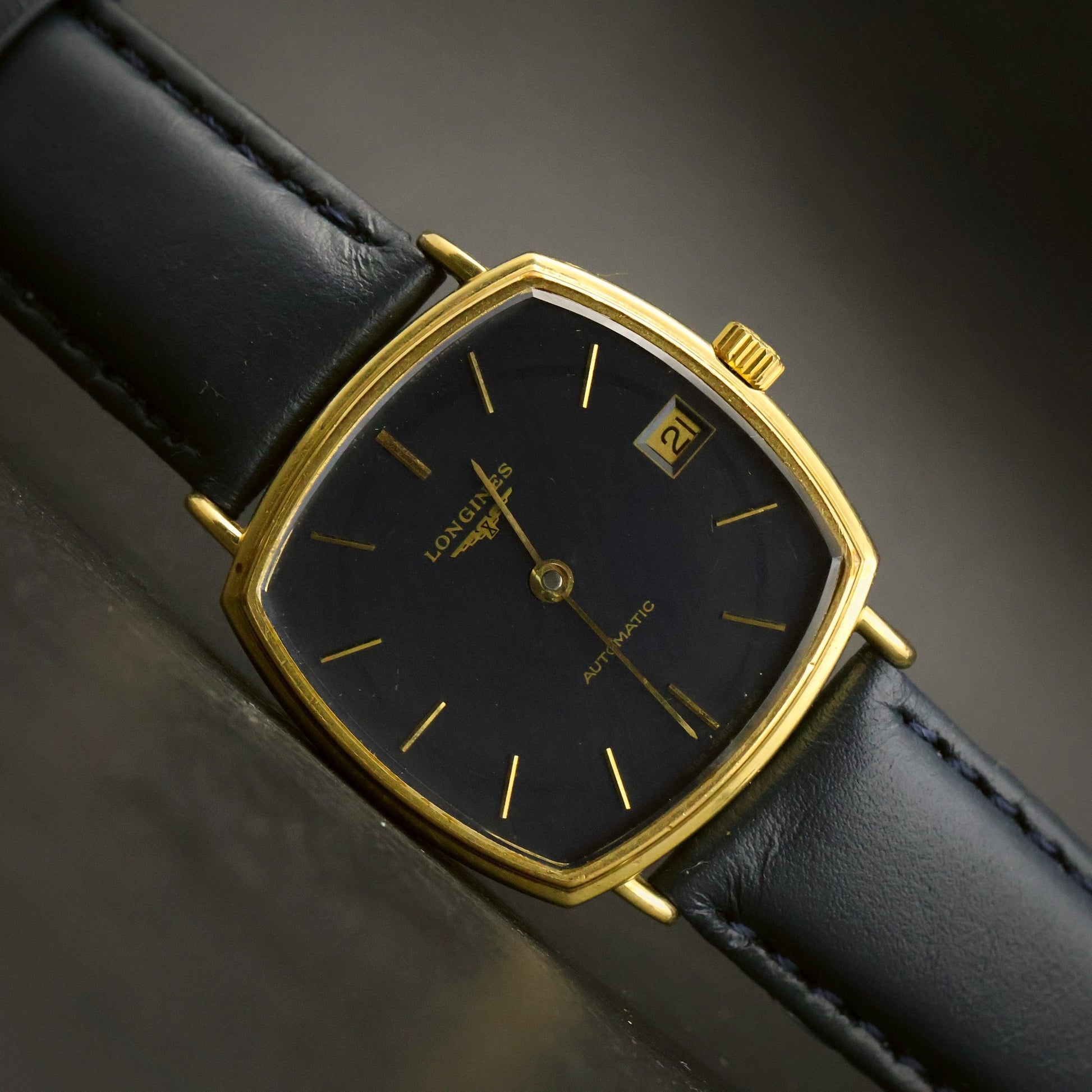 Longines Automatic | Navy Blue Dial | Gold Cushion Case | Date
