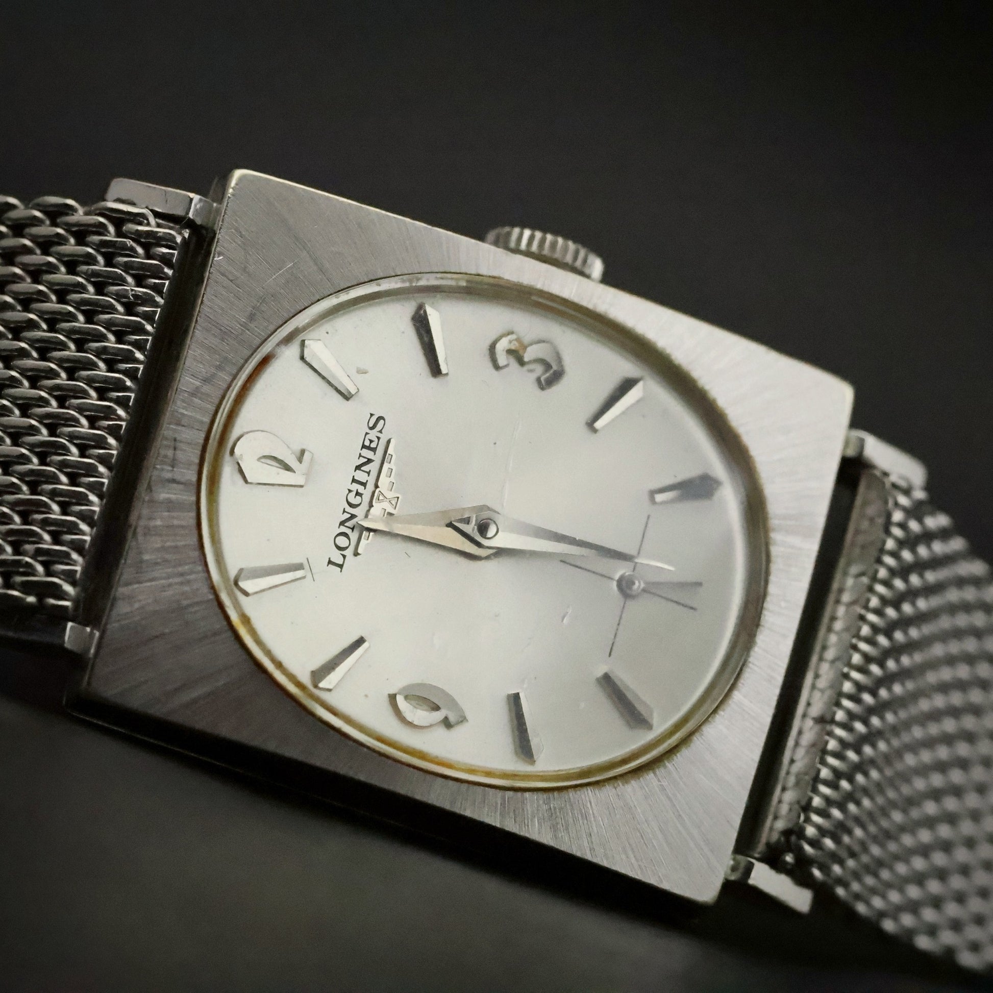 Longines Gents Square | Silver Dial | Gold-Filled Mesh | Boxed with Papers