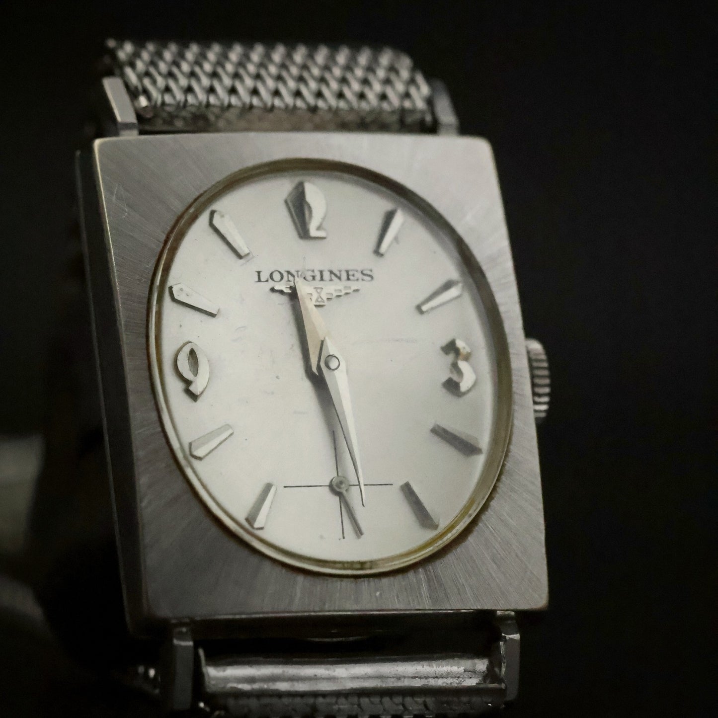 Longines Gents Square | Silver Dial | Gold-Filled Mesh | Boxed with Papers