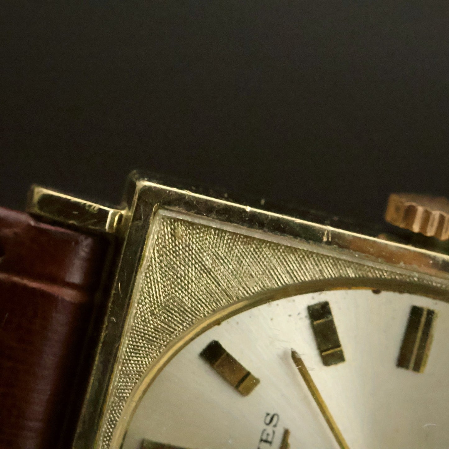 Longines | ChampagneOval Dial | 10K Gold Filled Square Case | Brown Leather, view 3