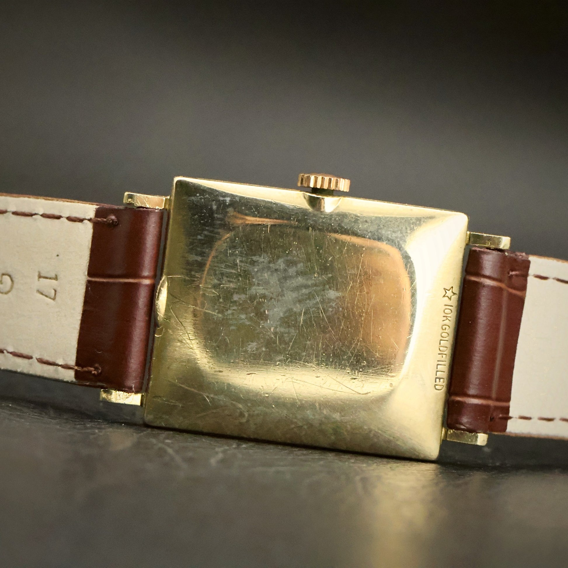 Longines | ChampagneOval Dial | 10K Gold Filled Square Case | Brown Leather, view 14
