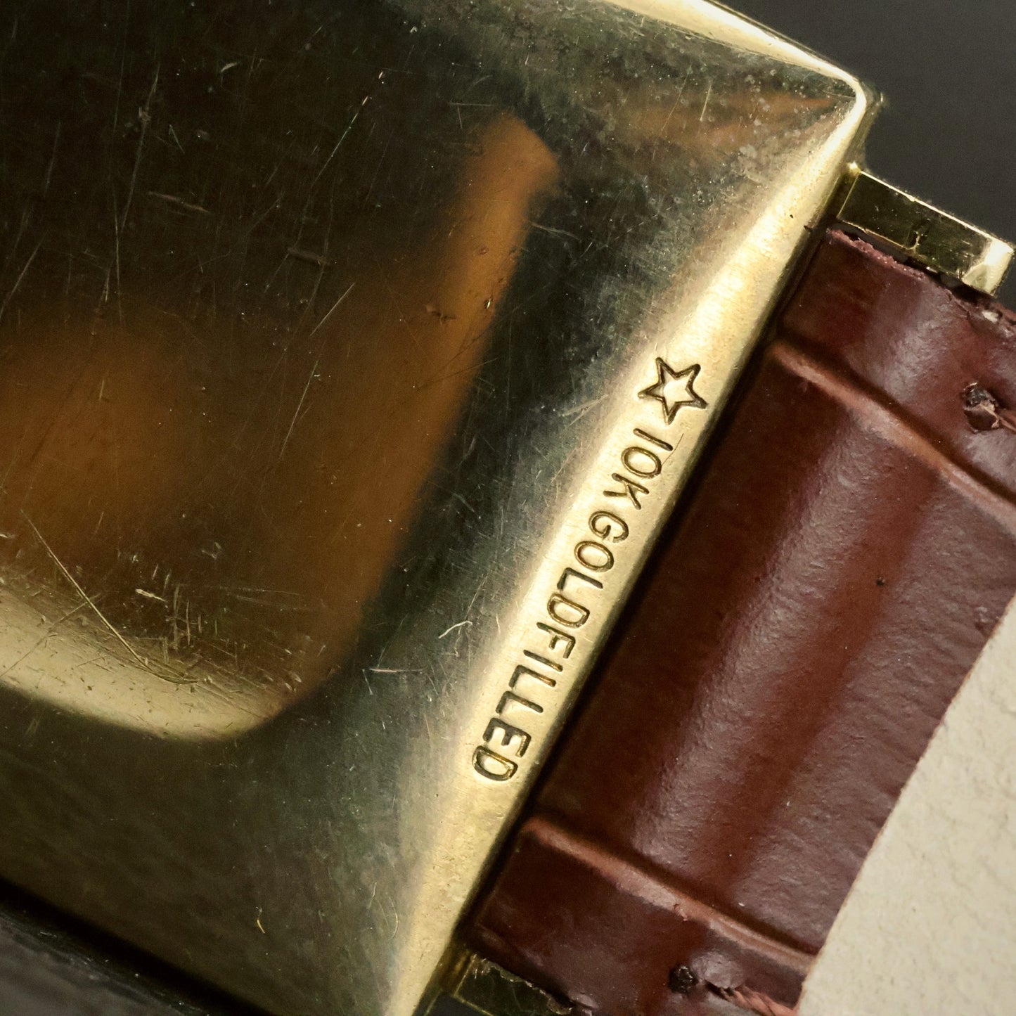Longines | ChampagneOval Dial | 10K Gold Filled Square Case | Brown Leather, view 13