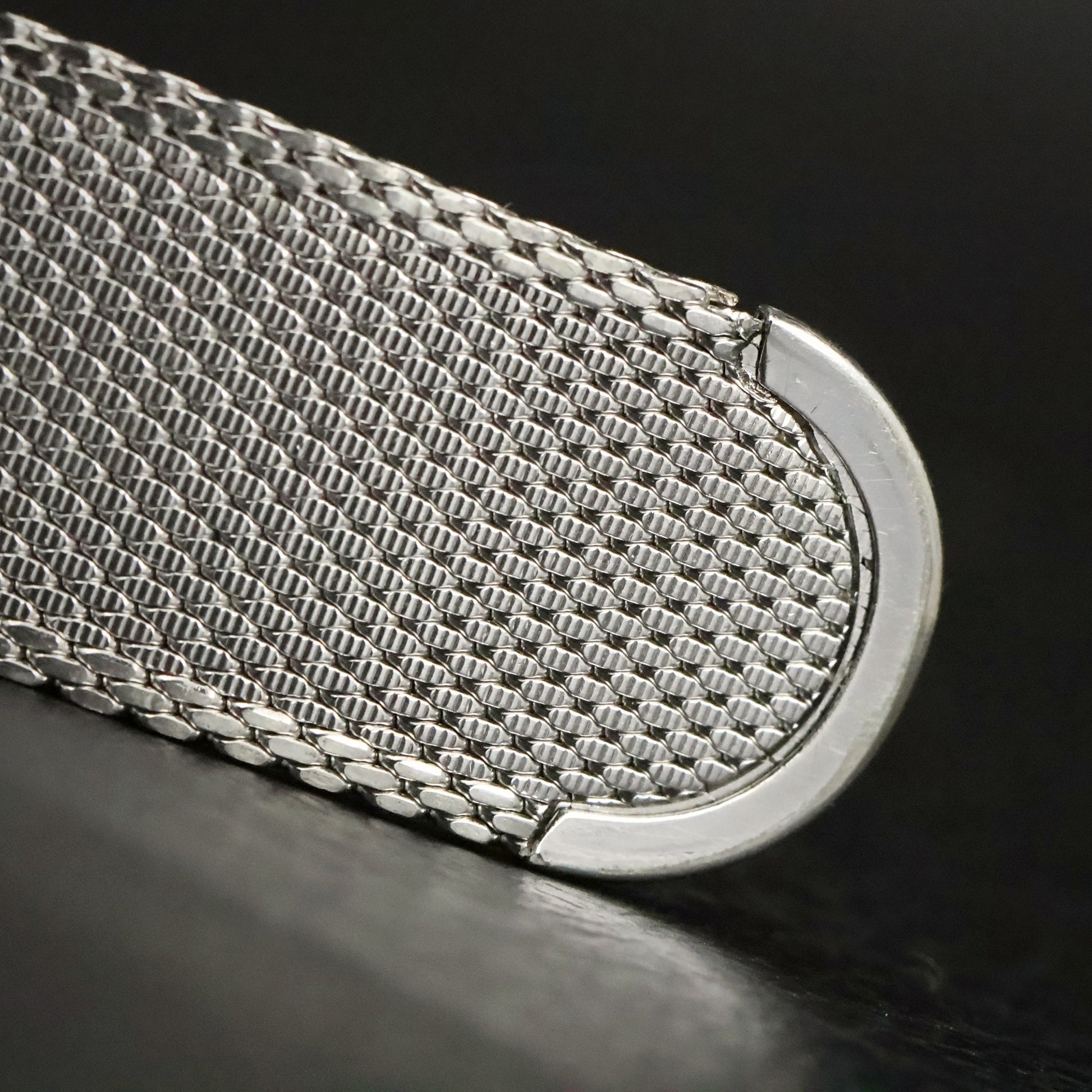 Longines | Stone-Set Silver Dial | White Gold Filled Square Case | Mesh Bracelet, view 11