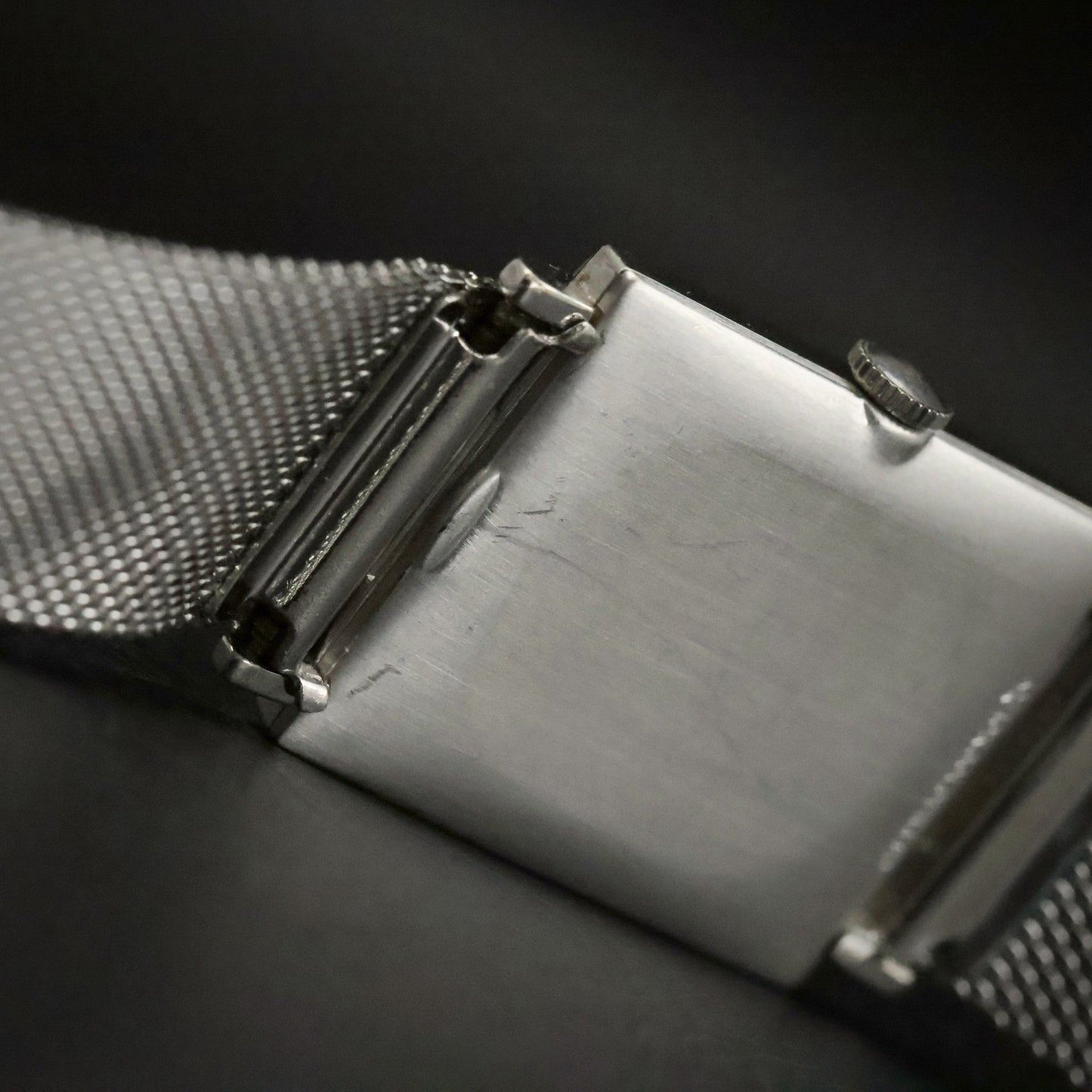 Longines | Stone-Set Silver Dial | White Gold Filled Square Case | Mesh Bracelet, view 19