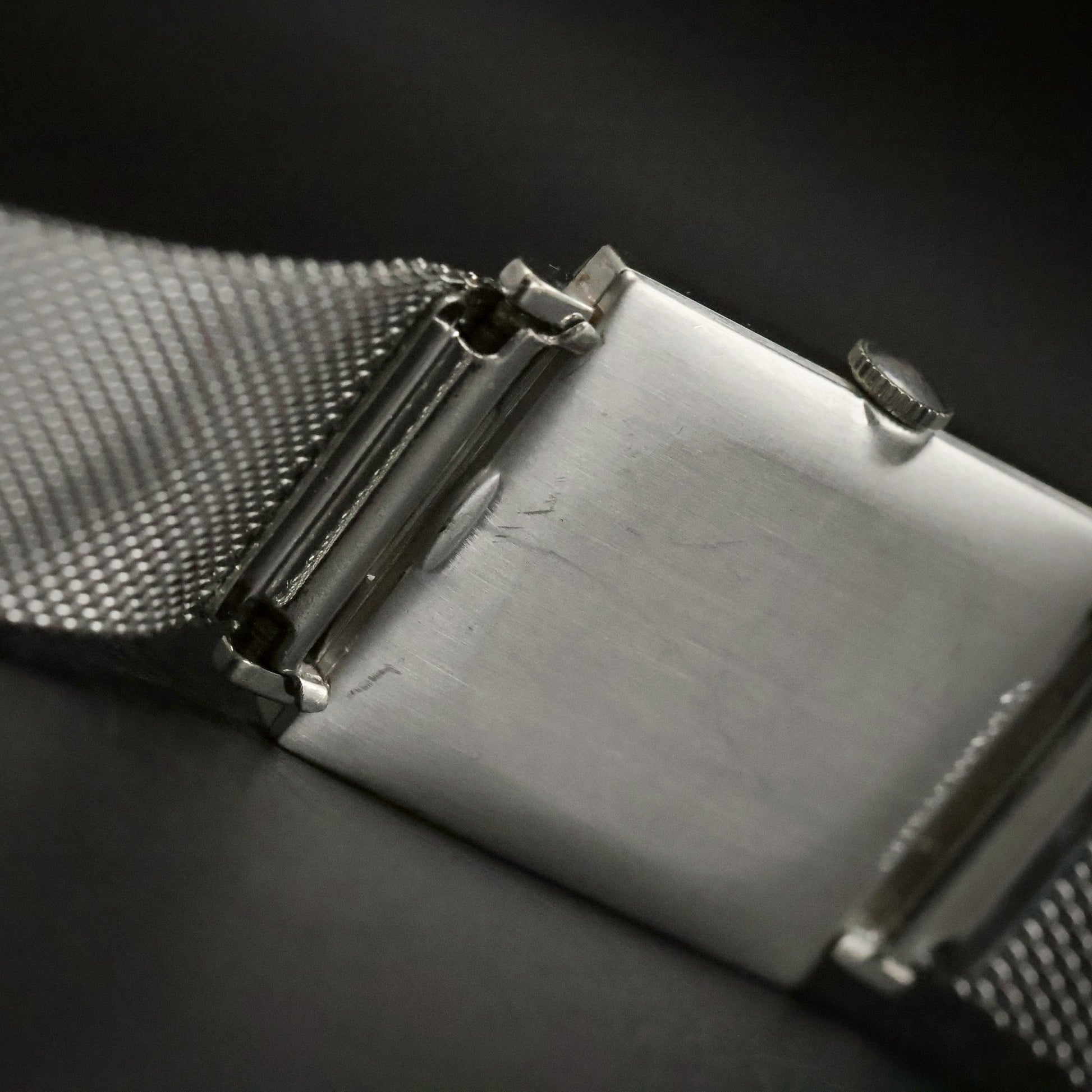 Longines | Stone-Set Silver Dial | White Gold Filled Square Case | Mesh Bracelet, view 19