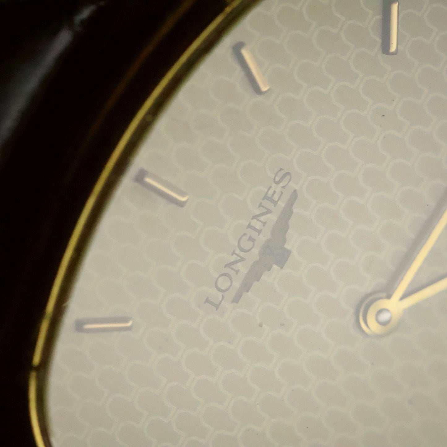 Longines Quartz | Champagne Guilloche Dial | Gold Cushion Case | Ultra-Thin, view 11
