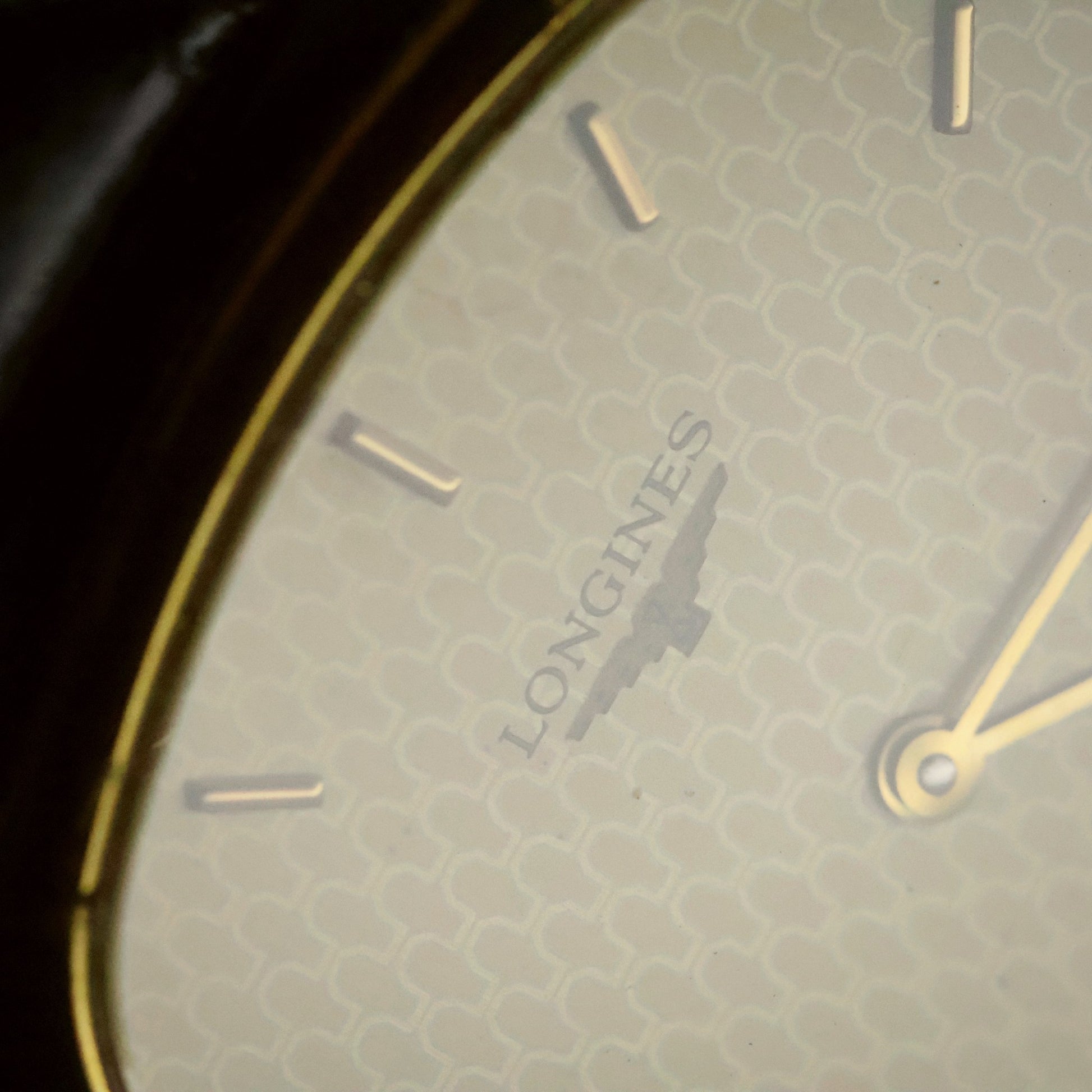 Longines Quartz | Champagne Guilloche Dial | Gold Cushion Case | Ultra-Thin, view 11