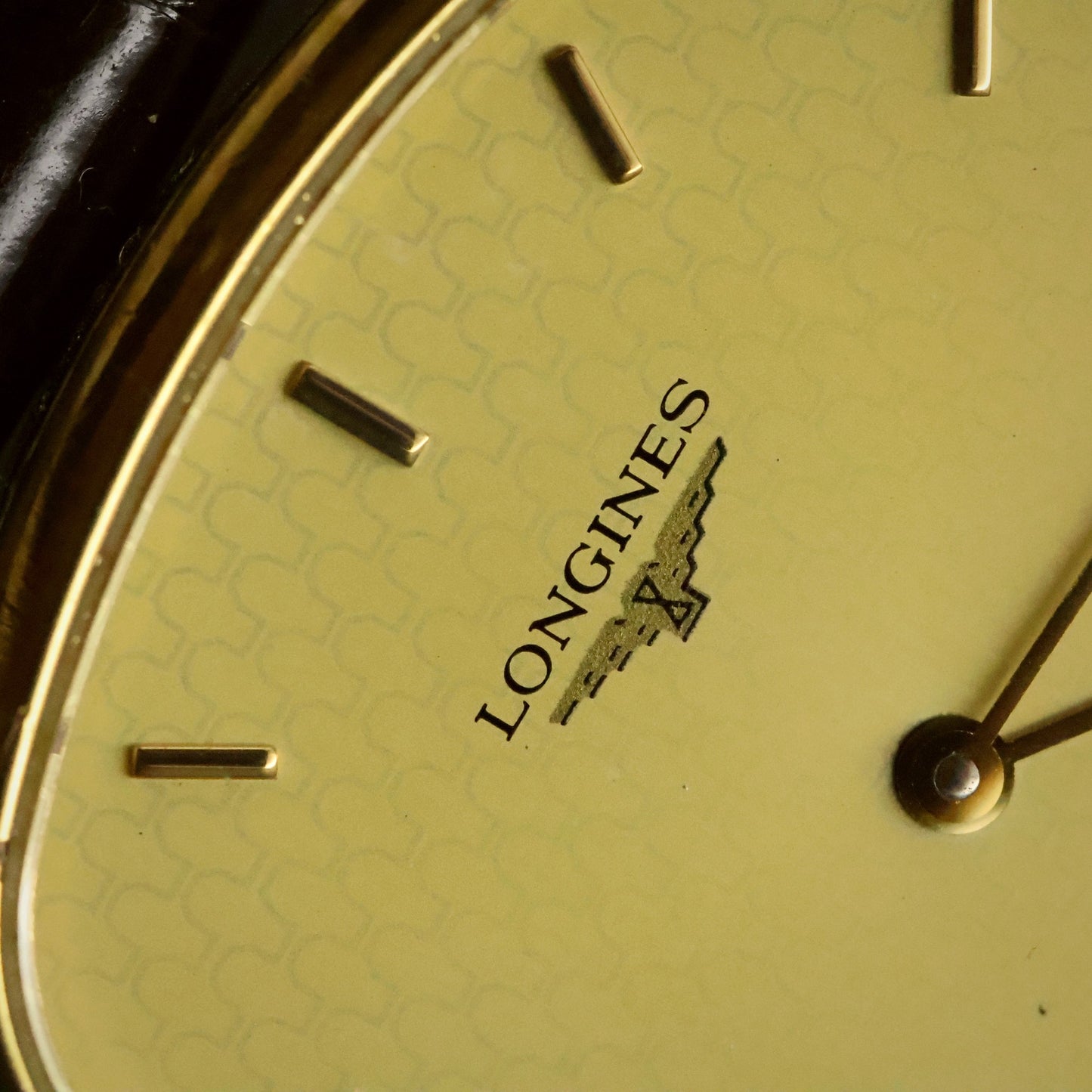 Longines Quartz | Champagne Guilloche Dial | Gold Cushion Case | Ultra-Thin, view 12