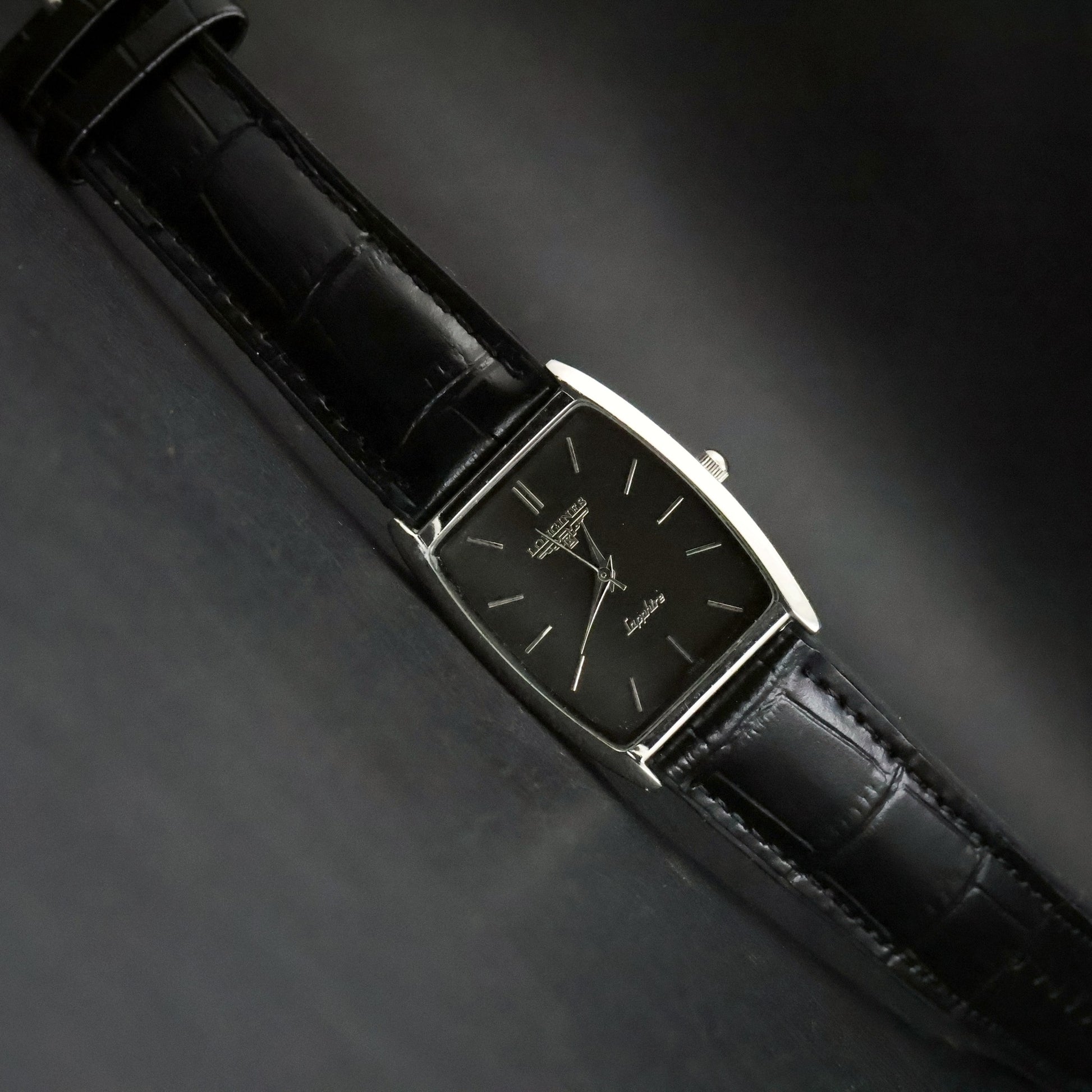 Longines Sapphire | Black Dial | Stainless Steel Tonneau | Slim Dress, view 2
