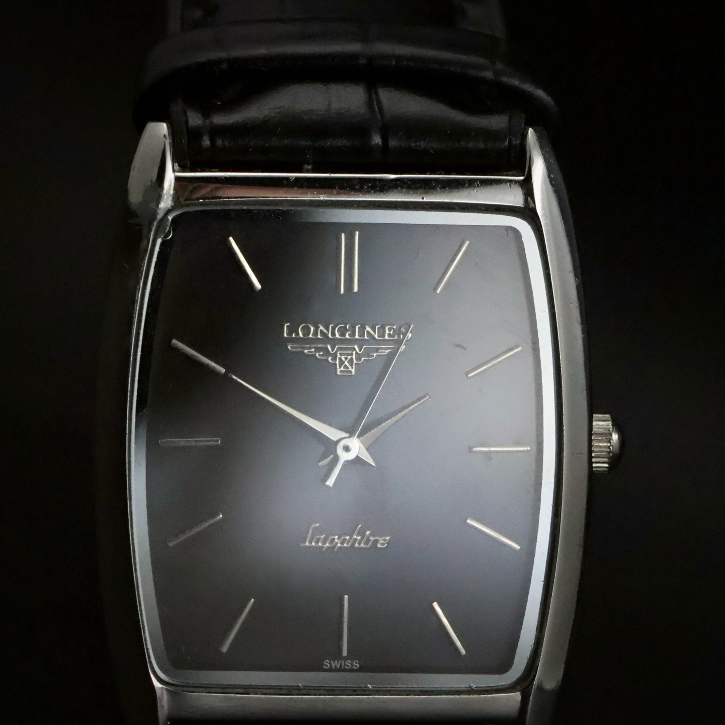 Longines Sapphire | Black Dial | Stainless Steel Tonneau | Slim Dress, view 10