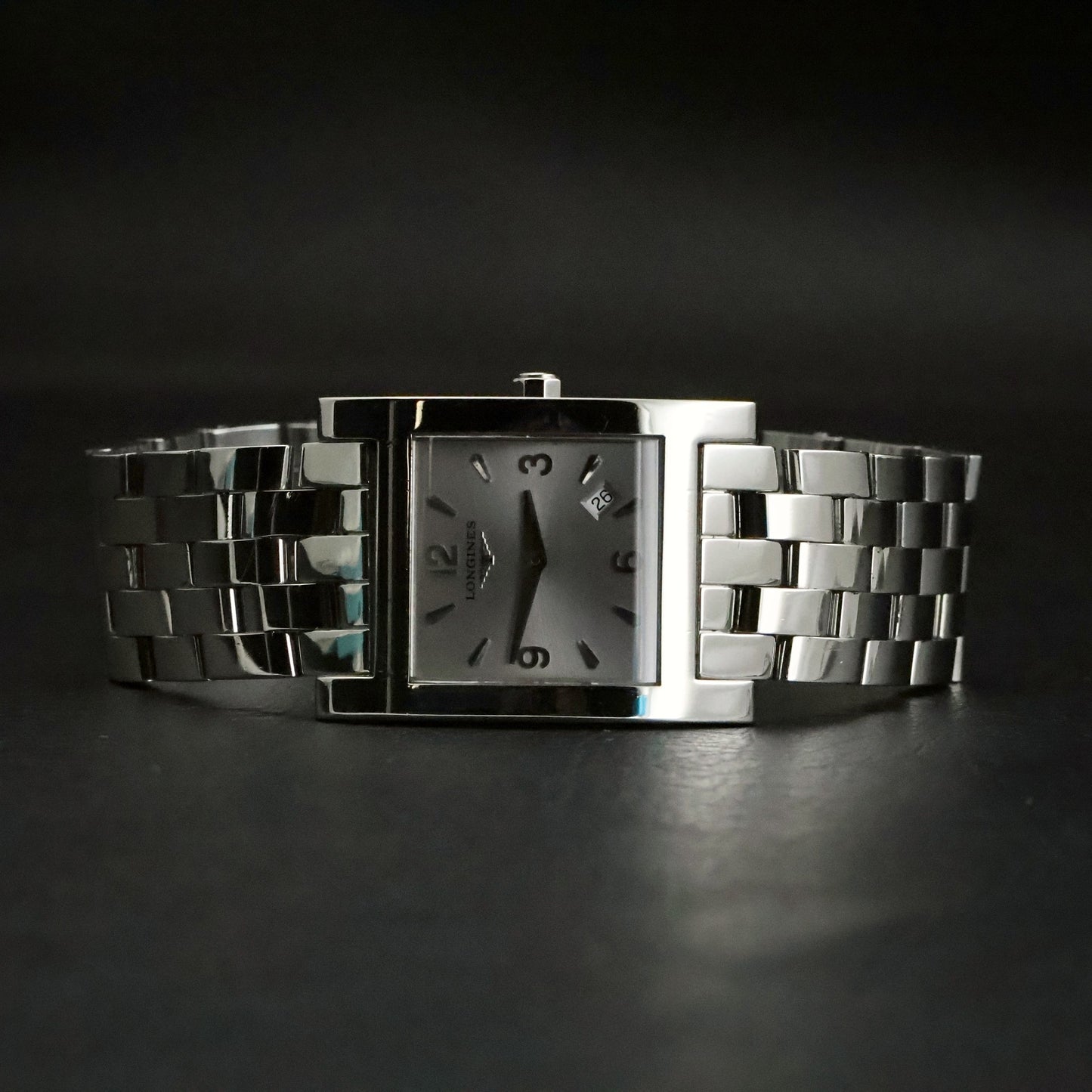 Longines | Silver Dial | Stainless Steel Square Case | Integrated Bracelet, view 1