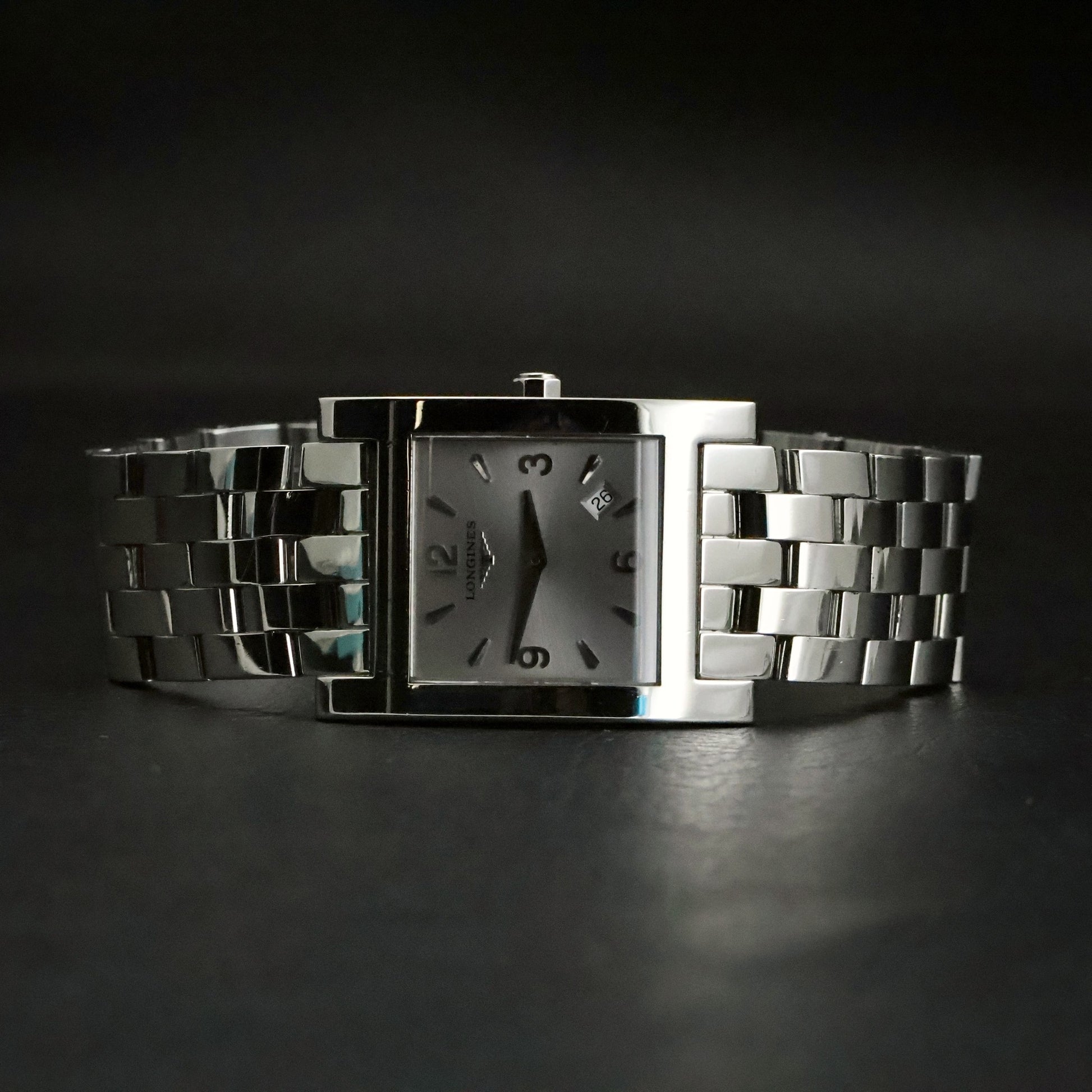 Longines | Silver Dial | Stainless Steel Square Case | Integrated Bracelet, view 1