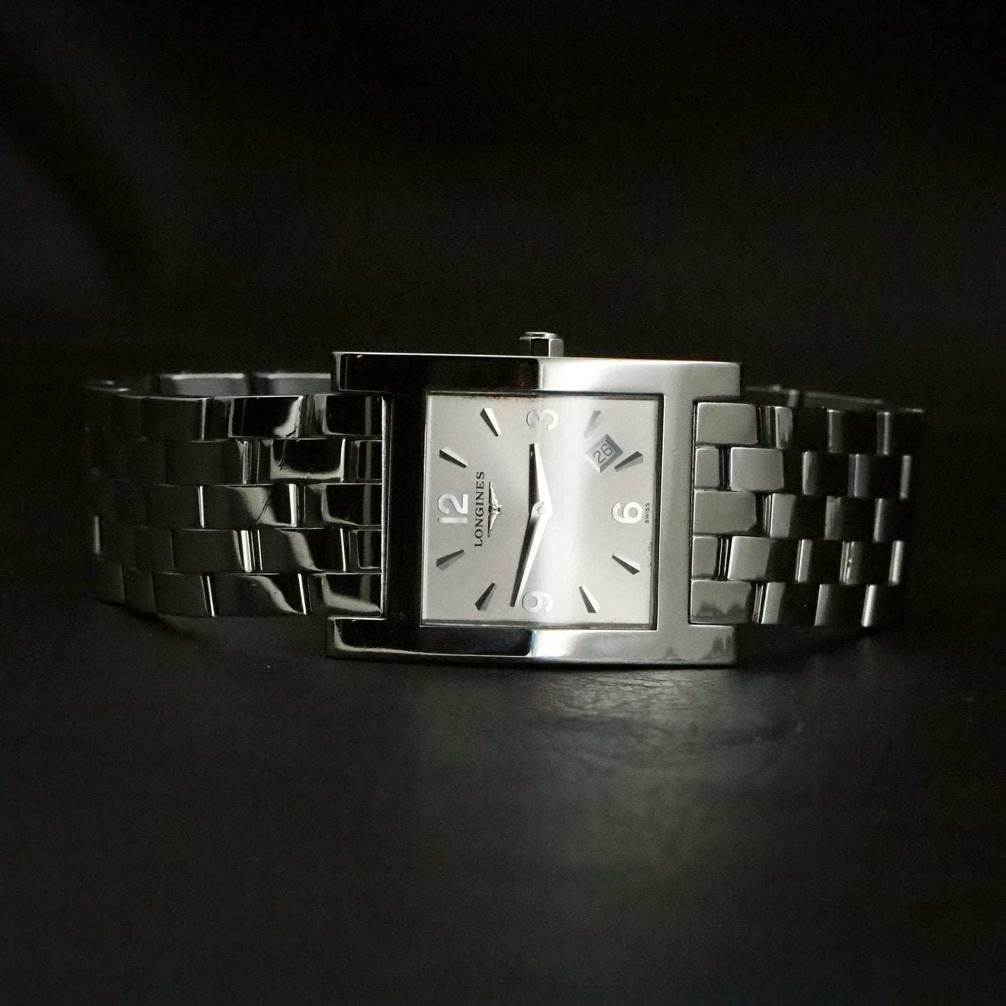 Longines | Silver Dial | Stainless Steel Square Case | Integrated Bracelet, view 2