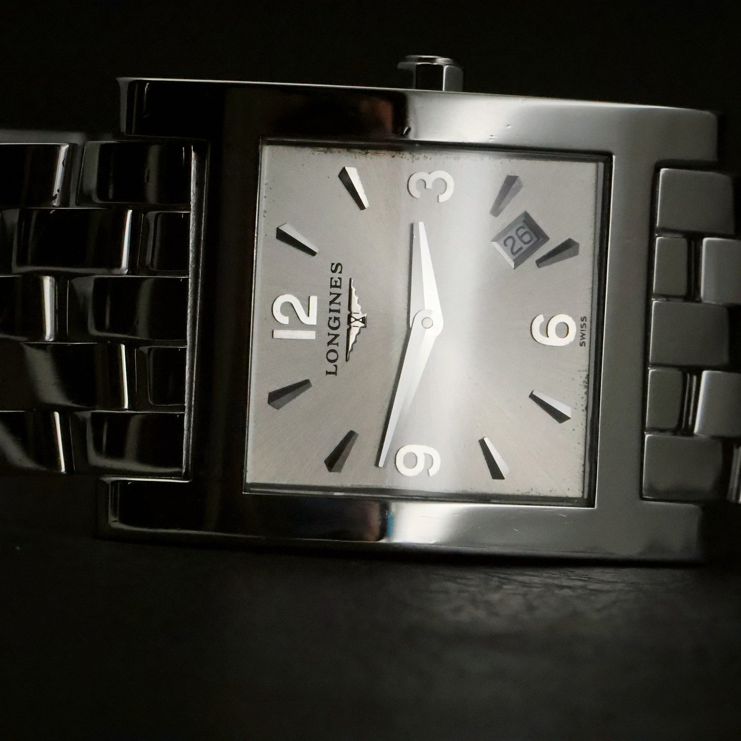Longines | Silver Dial | Stainless Steel Square Case | Integrated Bracelet, view 3